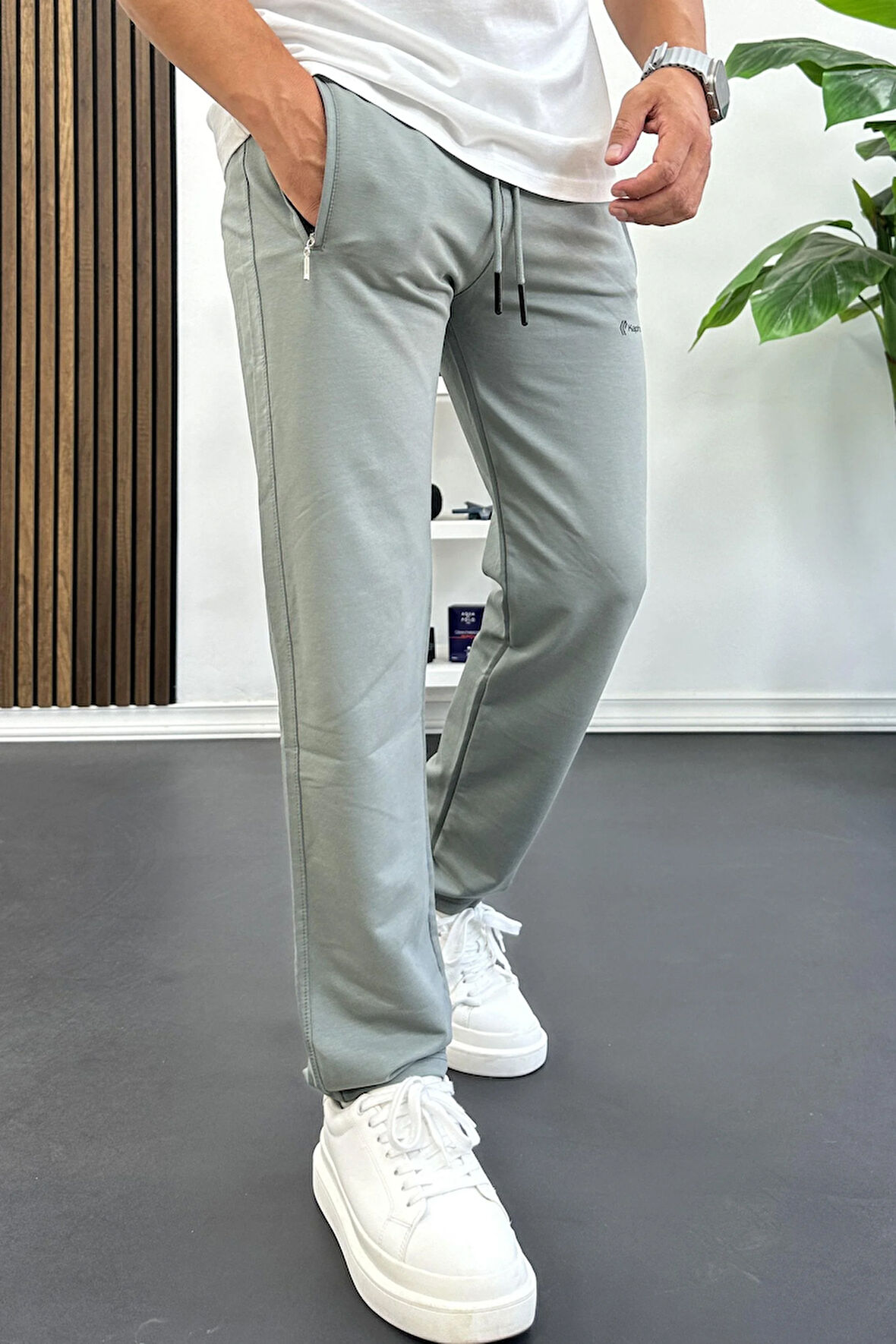 Erkek Regular Fit Düz Paça Eşofman Altı Yeşil Edw405