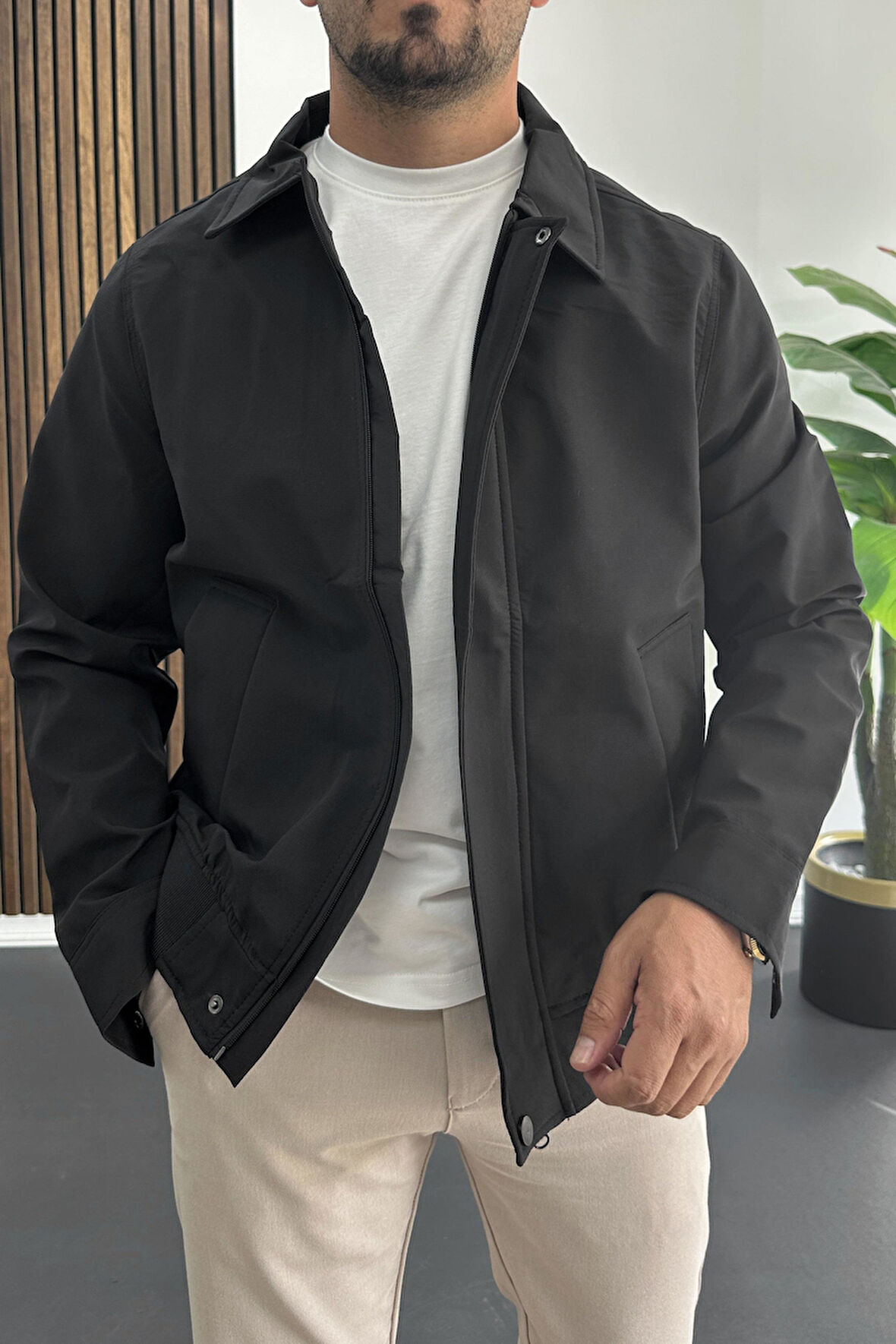Erkek Normal Kalıp Mevsimlik Ceket Siyah Edw413