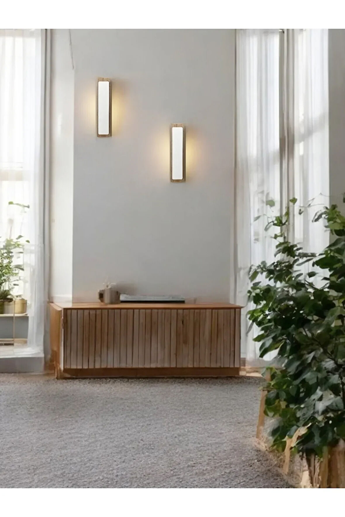 Ahşap Pilli Aplik Duvar Aydınlatması (AÇIKMEŞE- BEYAZ)-günışığı 1 Adet