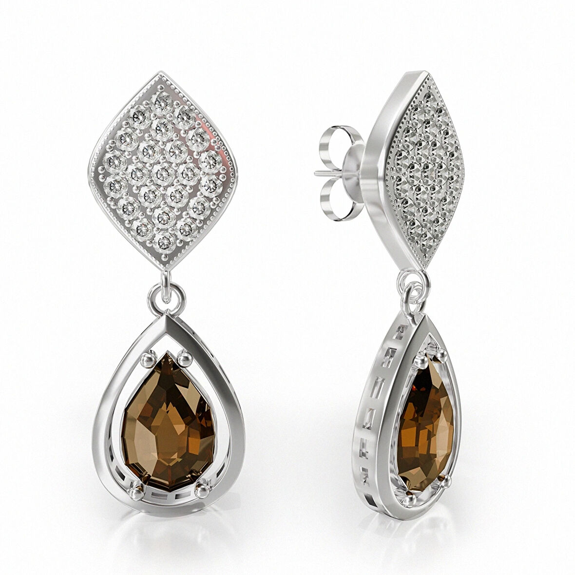 Gümüş Zultanit ve Zirkon Sallantılı Küpe – Shadowveil