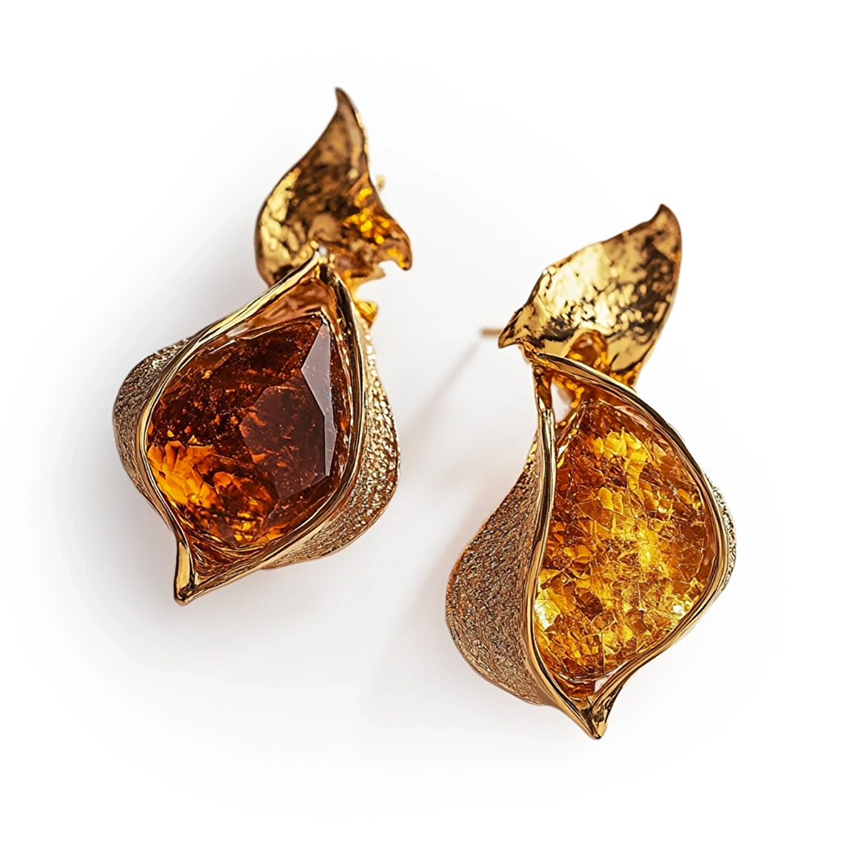 Altın Kaplama Sitrin Sallantılı Küpe – Amberflare