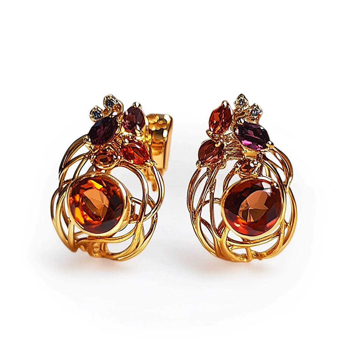 Altın Kaplama Çok Taşlı Sallantılı Küpe – Orchidea