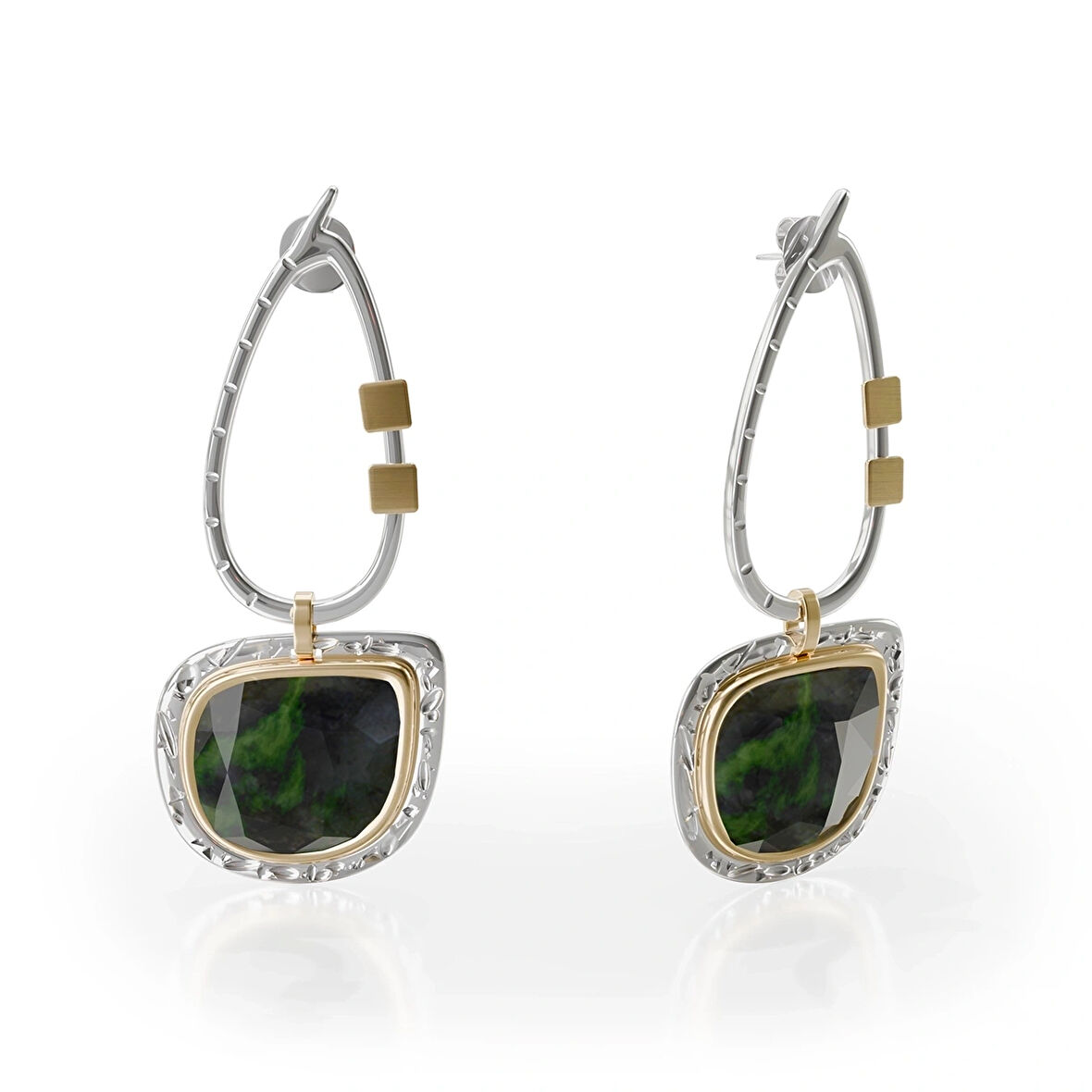 Gümüş Labradorit Küpe – Arched Light