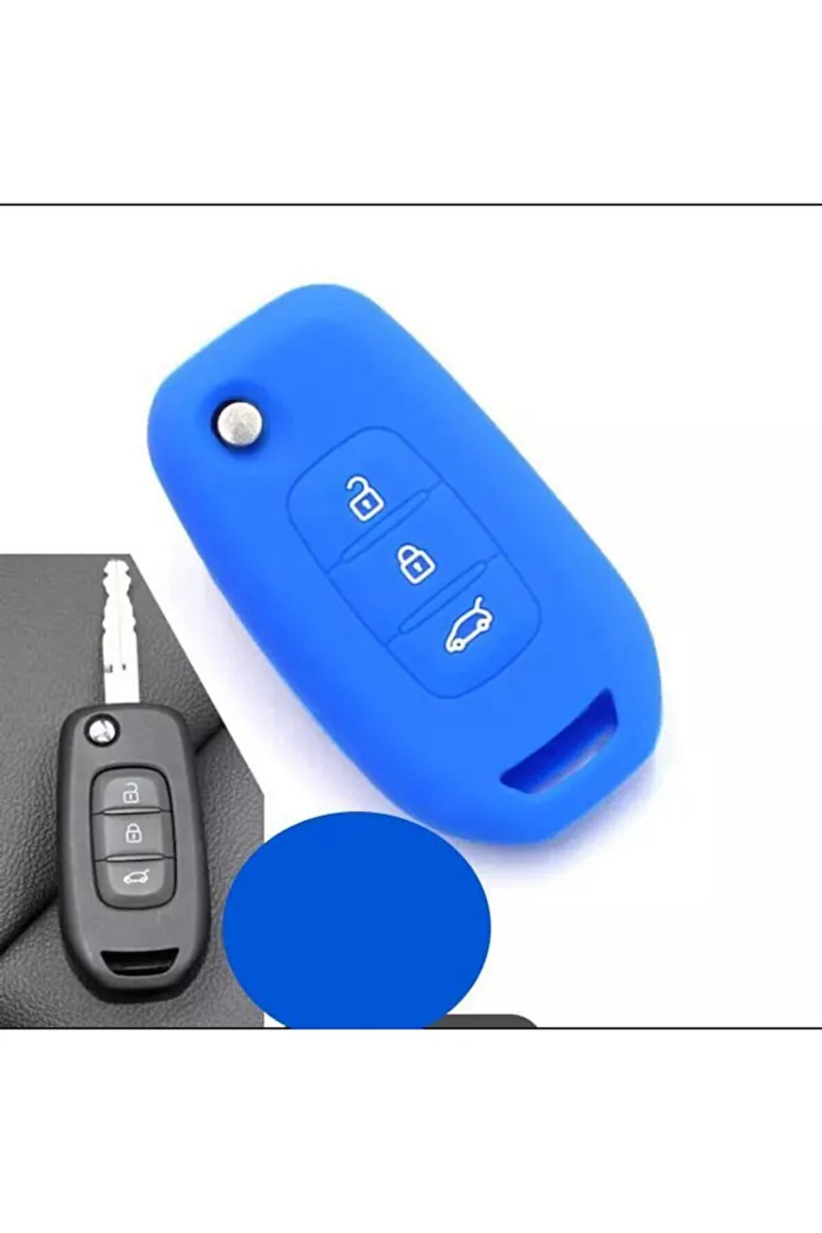 2 Adet Mavi Renk Clio 5 - Megane 4 Joy Ve Koleos Silikon Anahtar Koruma Kılıfı