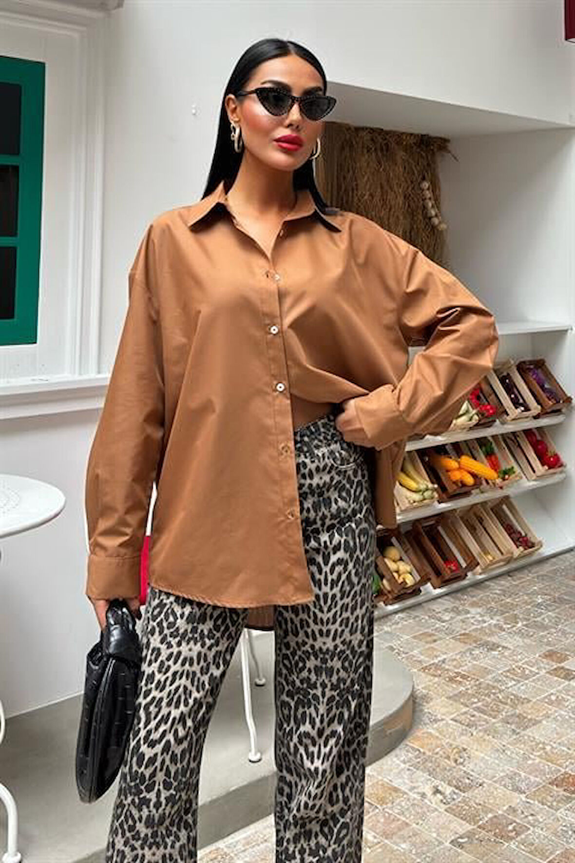 Klasik Oversize Poplin Gömlek 3421