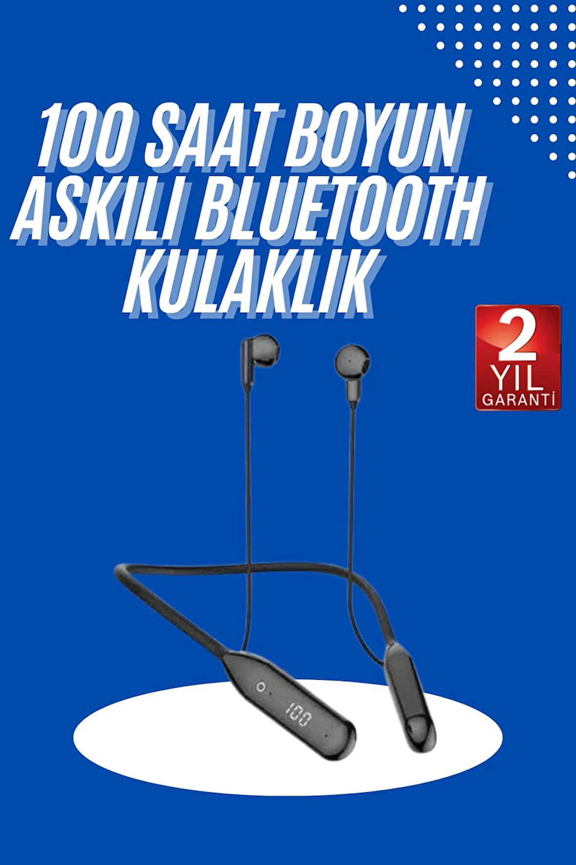 60 Saat Kablolu Boyun Askılı Dijital Göstergeli Bluetooth Kulaklık