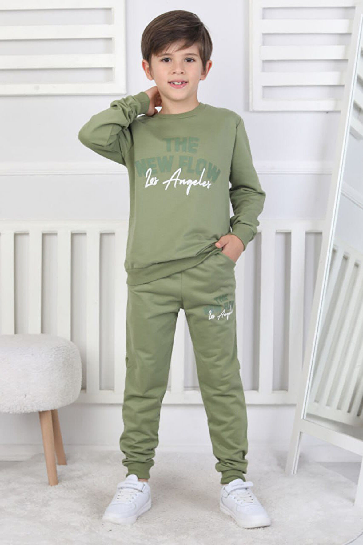 İSOBGİV The New Flow Baskılı %100 Pamuk 2ip Erkek Çocuk Eşofman Takımı 3-8 Yaş 33903