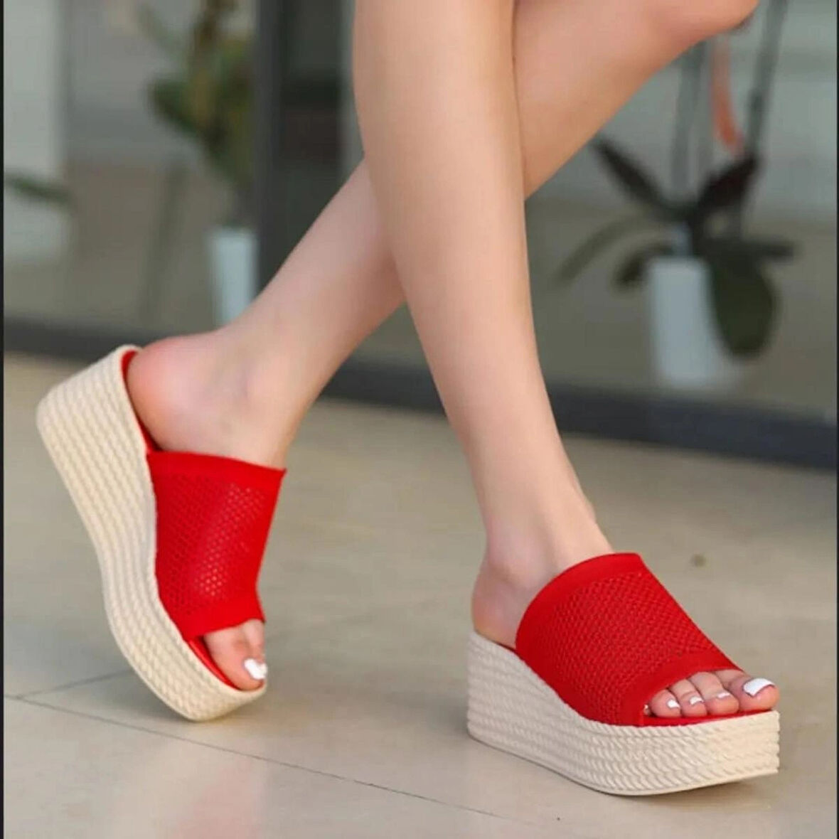 Dolgu Taban Rahat Triko Günlük Terlik