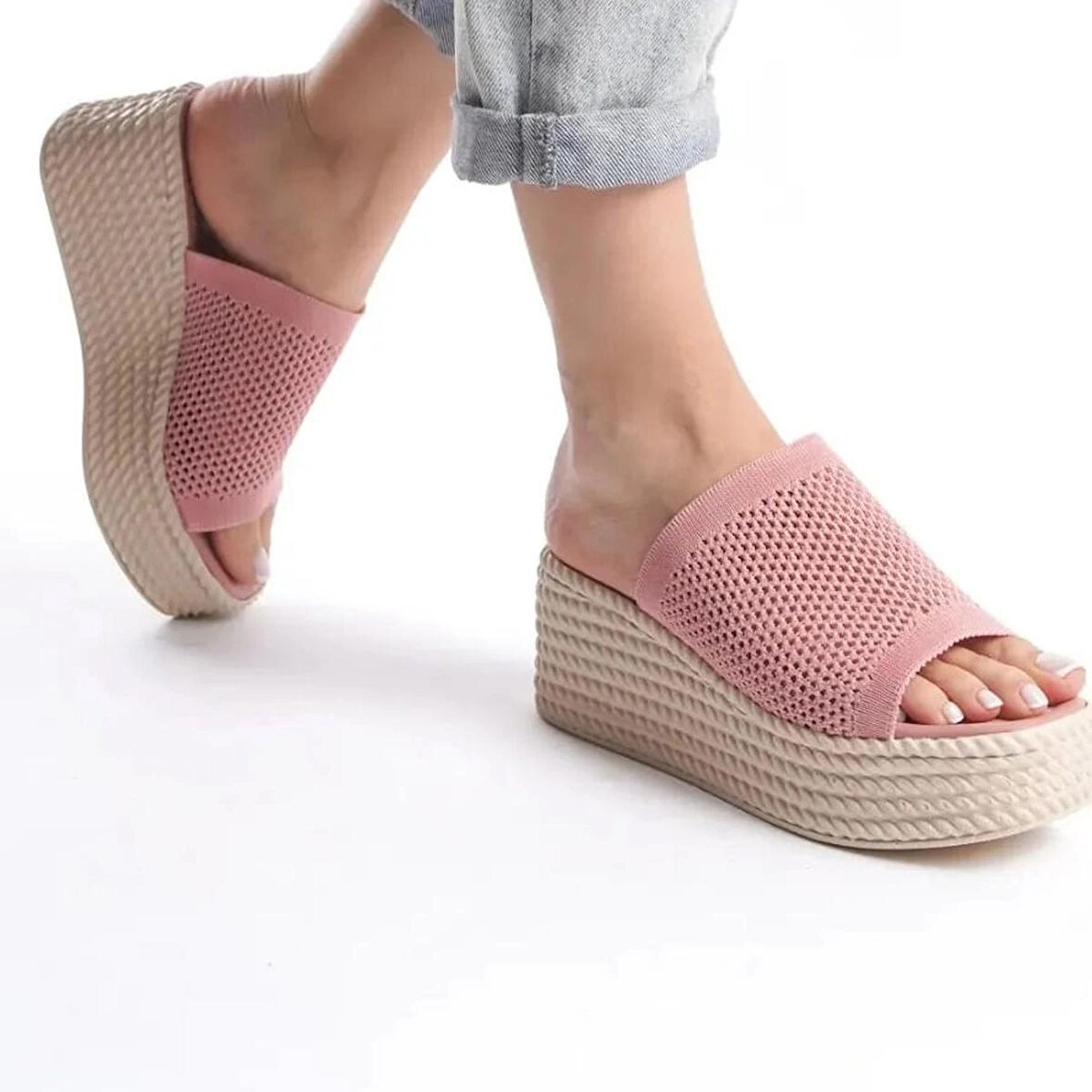 Dolgu Taban Rahat Triko Günlük Terlik