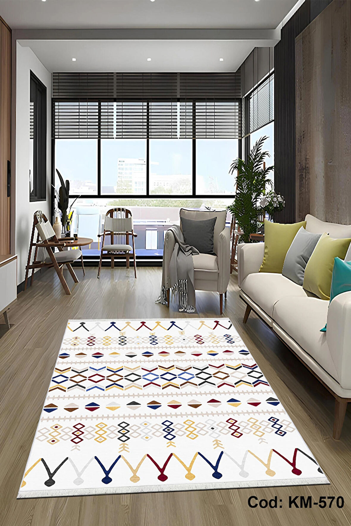 Pamuk Dokuma Taban Kaymaz Yıkanabilir İskandinav  Desenli  Salon Halısı Mutfak Halısı Koridor Halısı