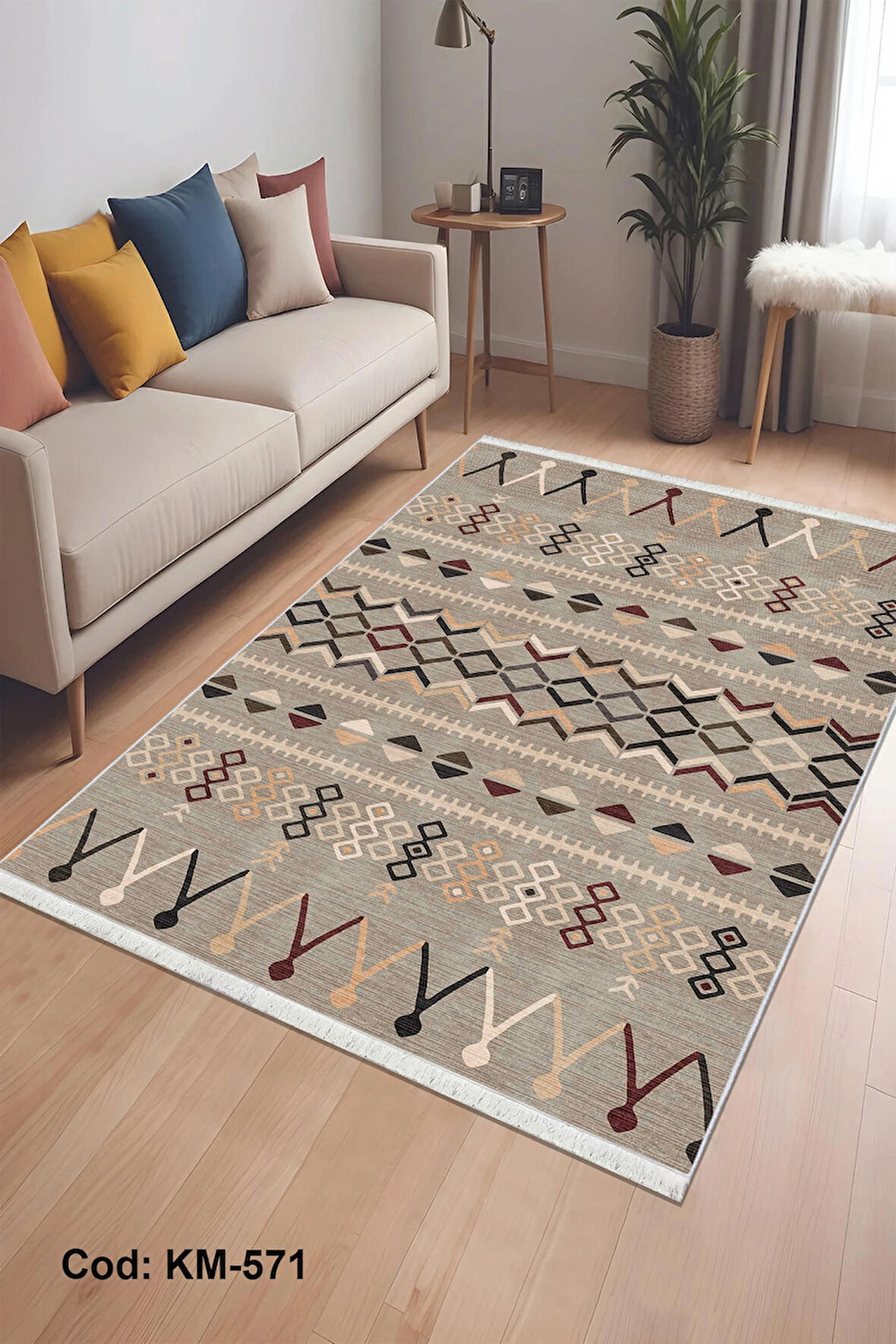 Pamuk Dokuma Taban Kaymaz Yıkanabilir İskandinav  Desenli  Salon Halısı Mutfak Halısı Koridor Halısı