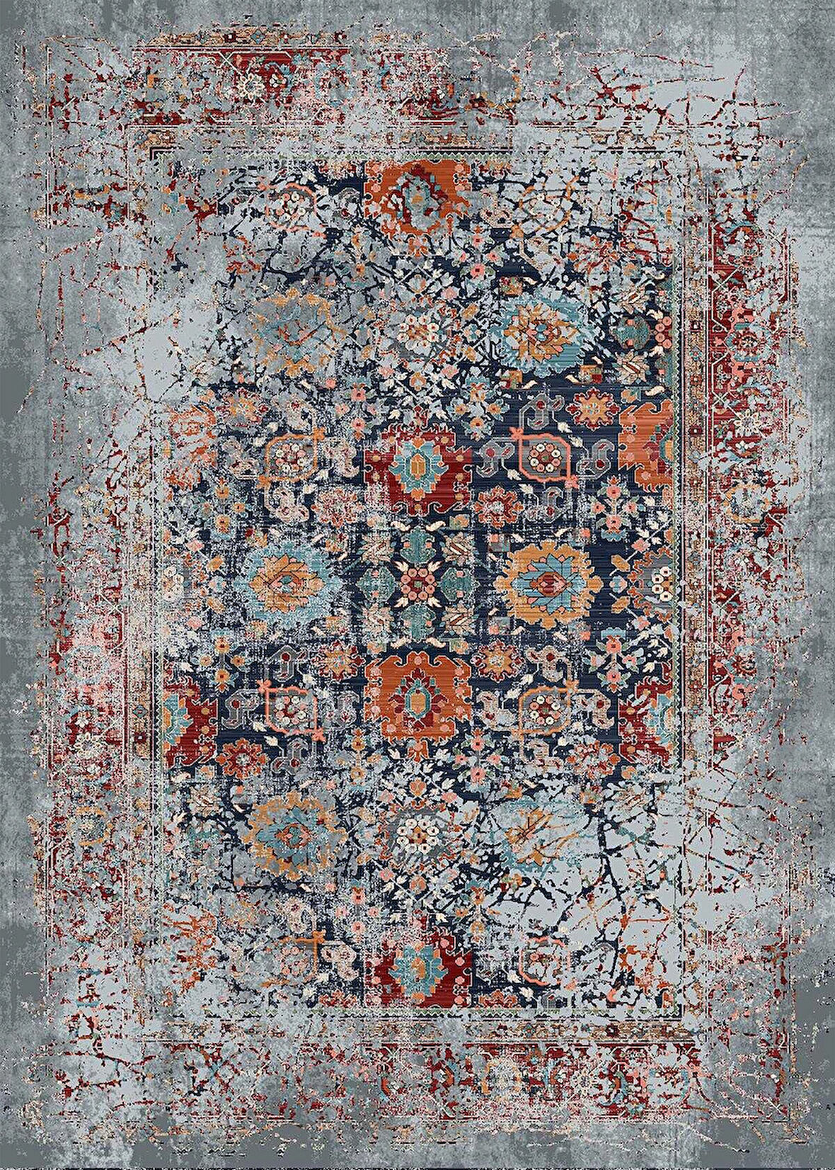 Pamuk Dokuma Taban Kaymaz Yıkanabilir Vintage  Desenli  Salon Halısı Mutfak Halısı Koridor Halısı