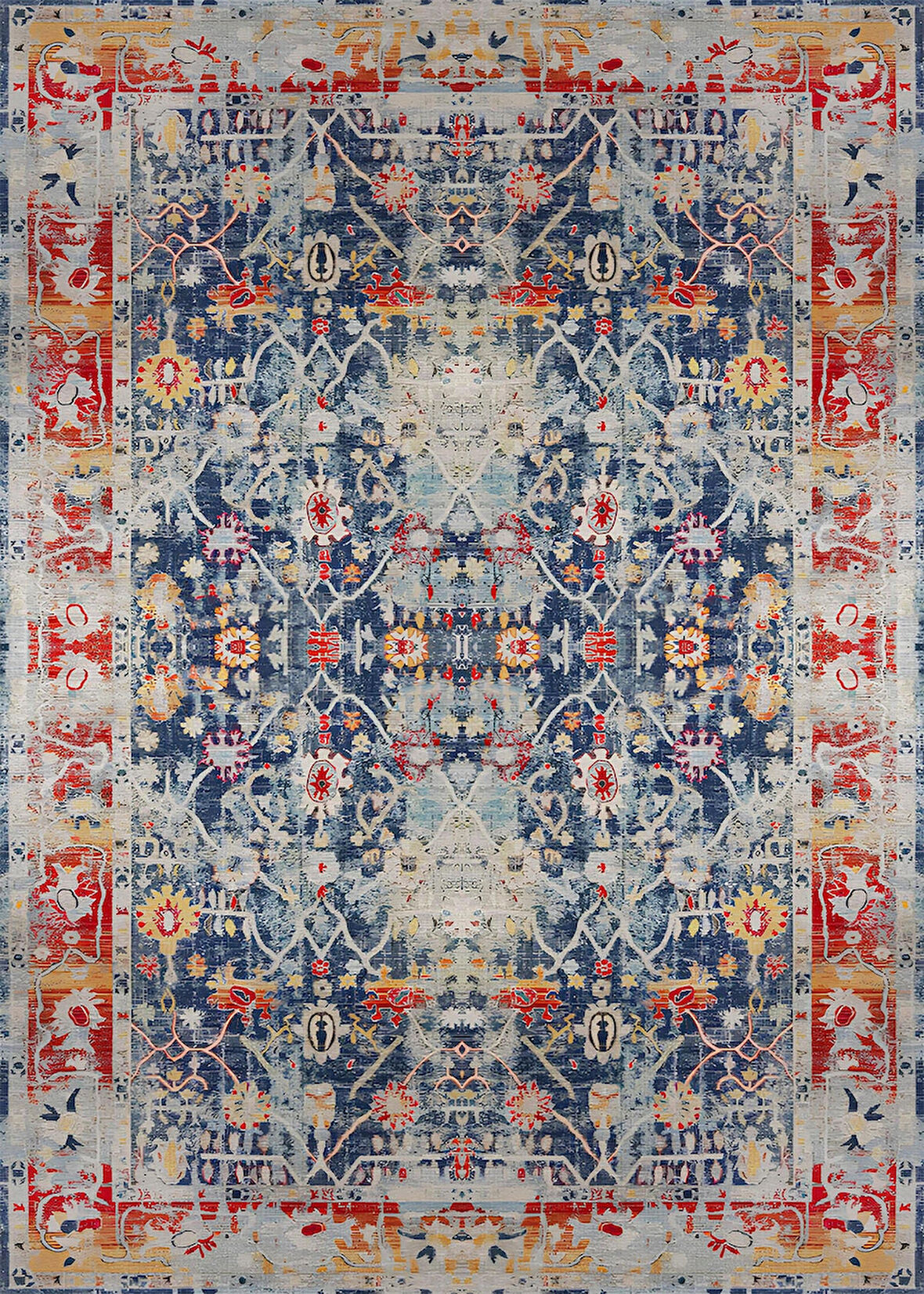 Pamuk Dokuma Taban Kaymaz Yıkanabilir Vintage  Desenli  Salon Halısı Mutfak Halısı Koridor Halısı