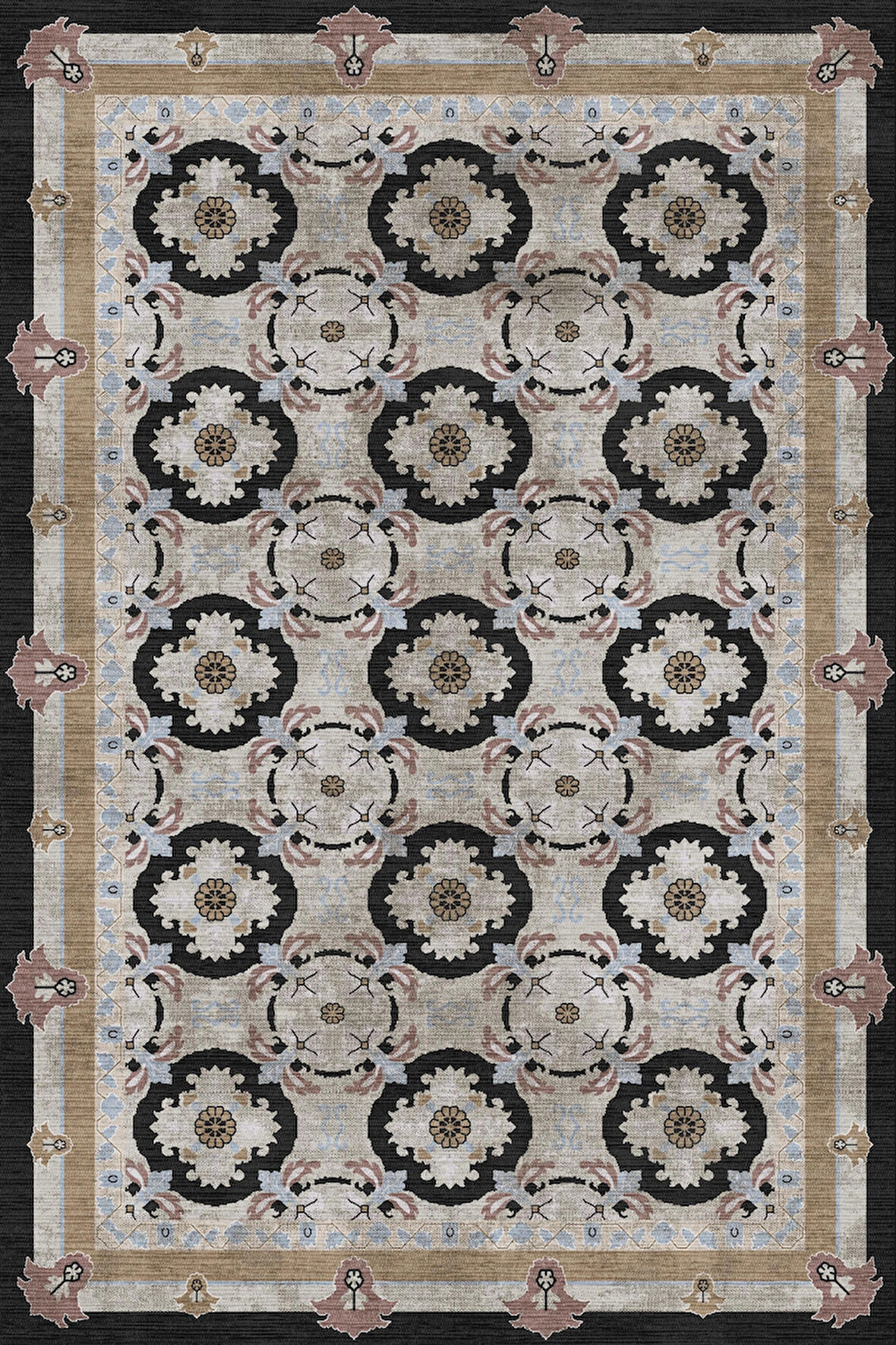 Pamuk Dokuma Taban Kaymaz Yıkanabilir Klasik Desenli  Salon Halısı Mutfak Halısı Koridor Halısı