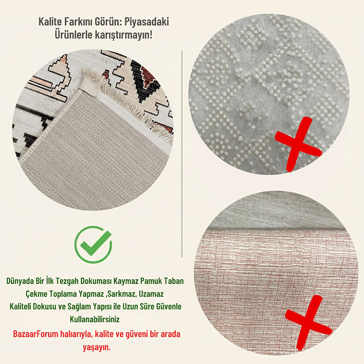 Pamuk Dokuma Taban Kaymaz Yıkanabilir Vintage  Desenli  Salon Halısı Mutfak Halısı Koridor Halısı