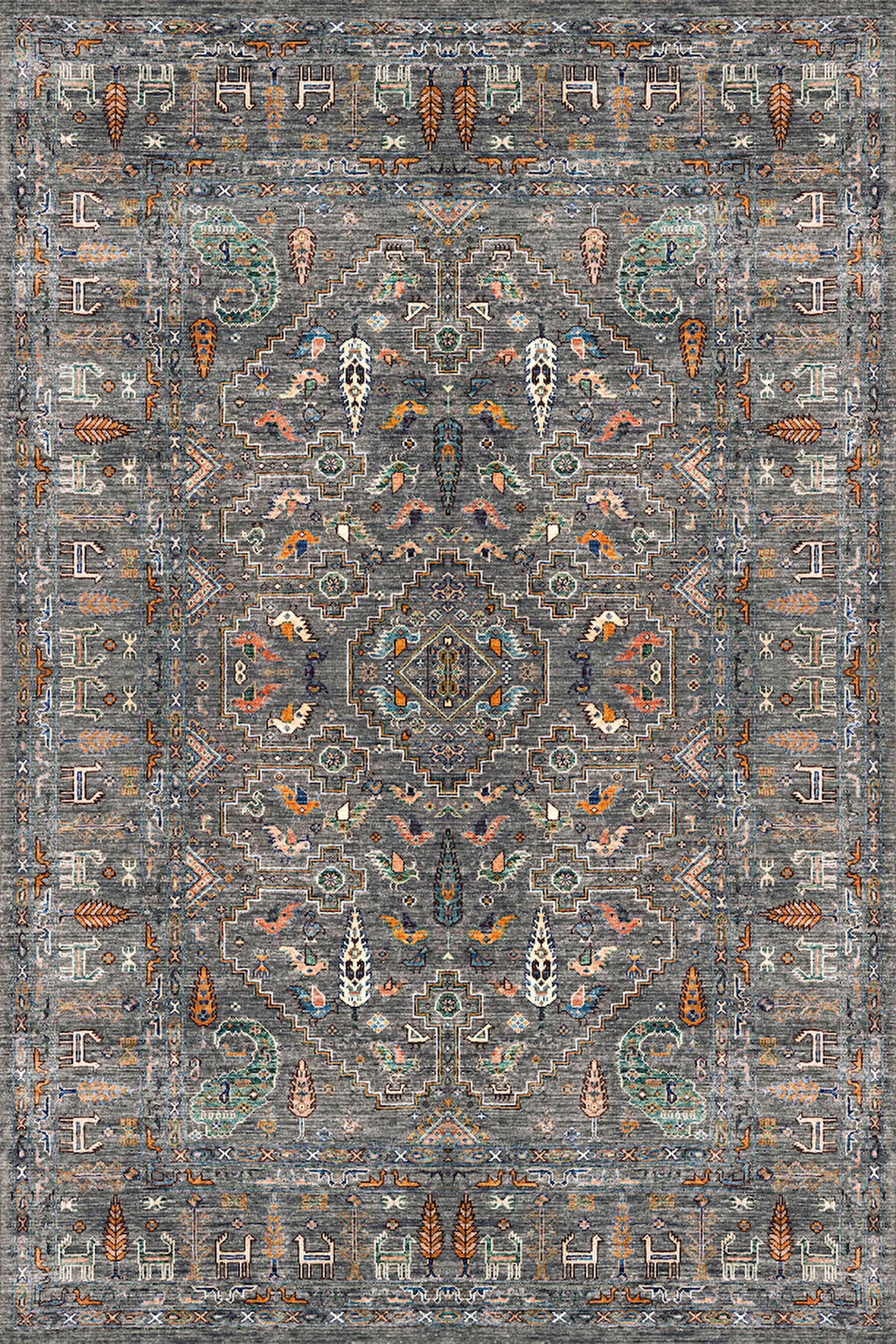 Pamuk Dokuma Taban Kaymaz Yıkanabilir Vintage  Desenli  Salon Halısı Mutfak Halısı Koridor Halısı