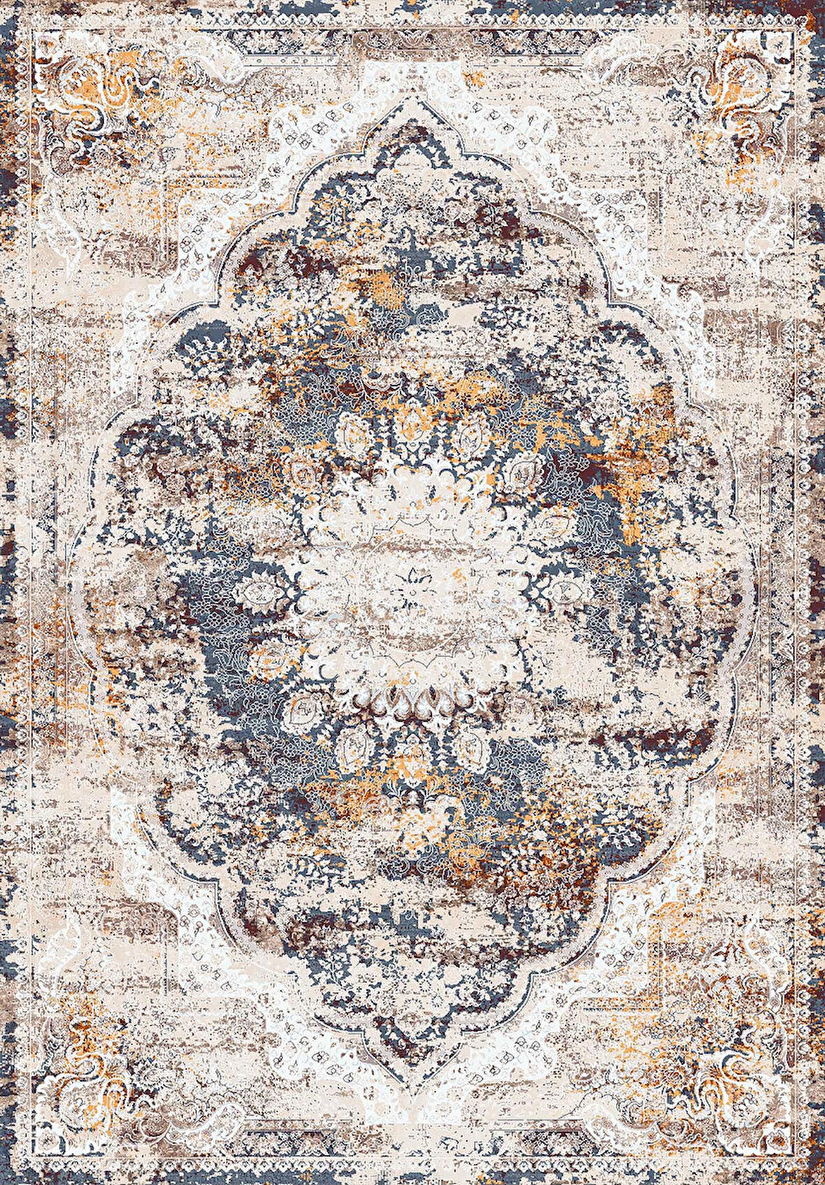 Pamuk Dokuma Taban Kaymaz Yıkanabilir Vintage  Desenli  Salon Halısı Mutfak Halısı Koridor Halısı