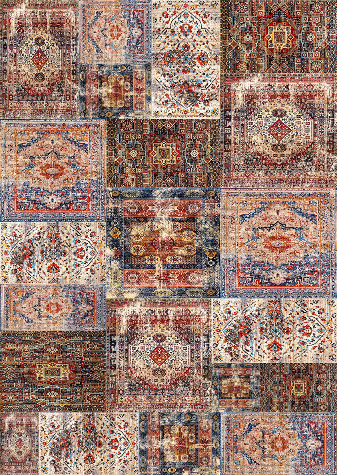 Pamuk Dokuma Taban Kaymaz Yıkanabilir Vintage  Desenli  Salon Halısı Mutfak Halısı Koridor Halısı