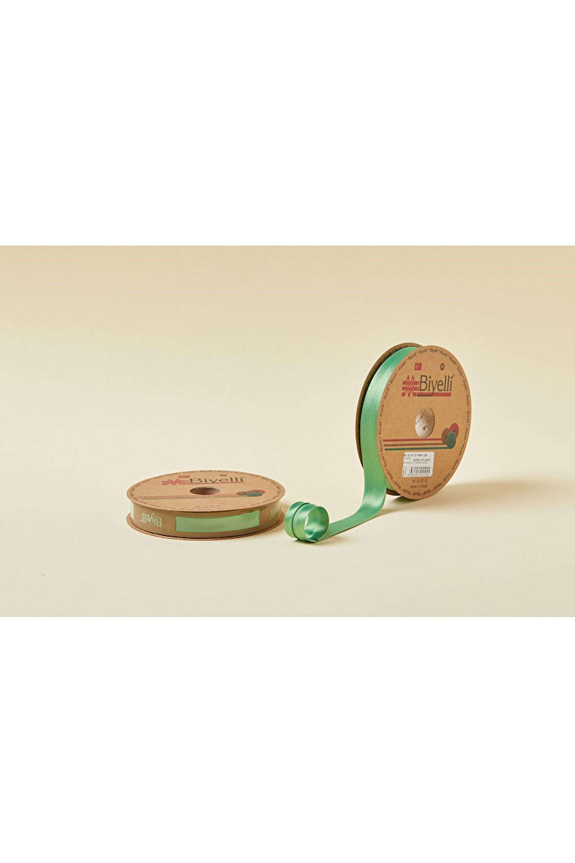 Biye Saten Katlı 026 Yeşil 2 cm 25 Metre %100 Polyester