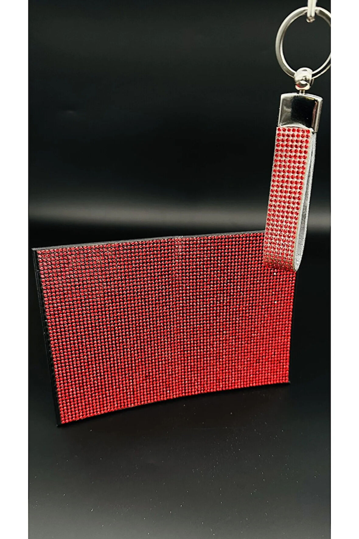 Kırmızı Parlak Taşlı Ruhsat ve Anahtarlık