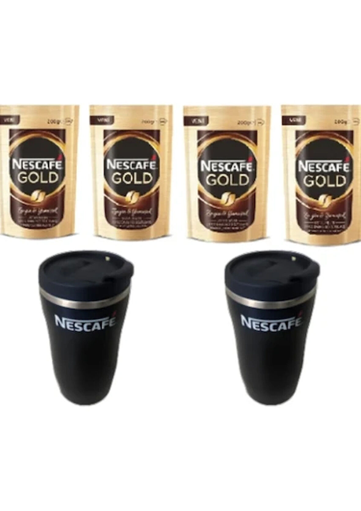 Nescafe Gold 200 Gr*4 + 2 Termos