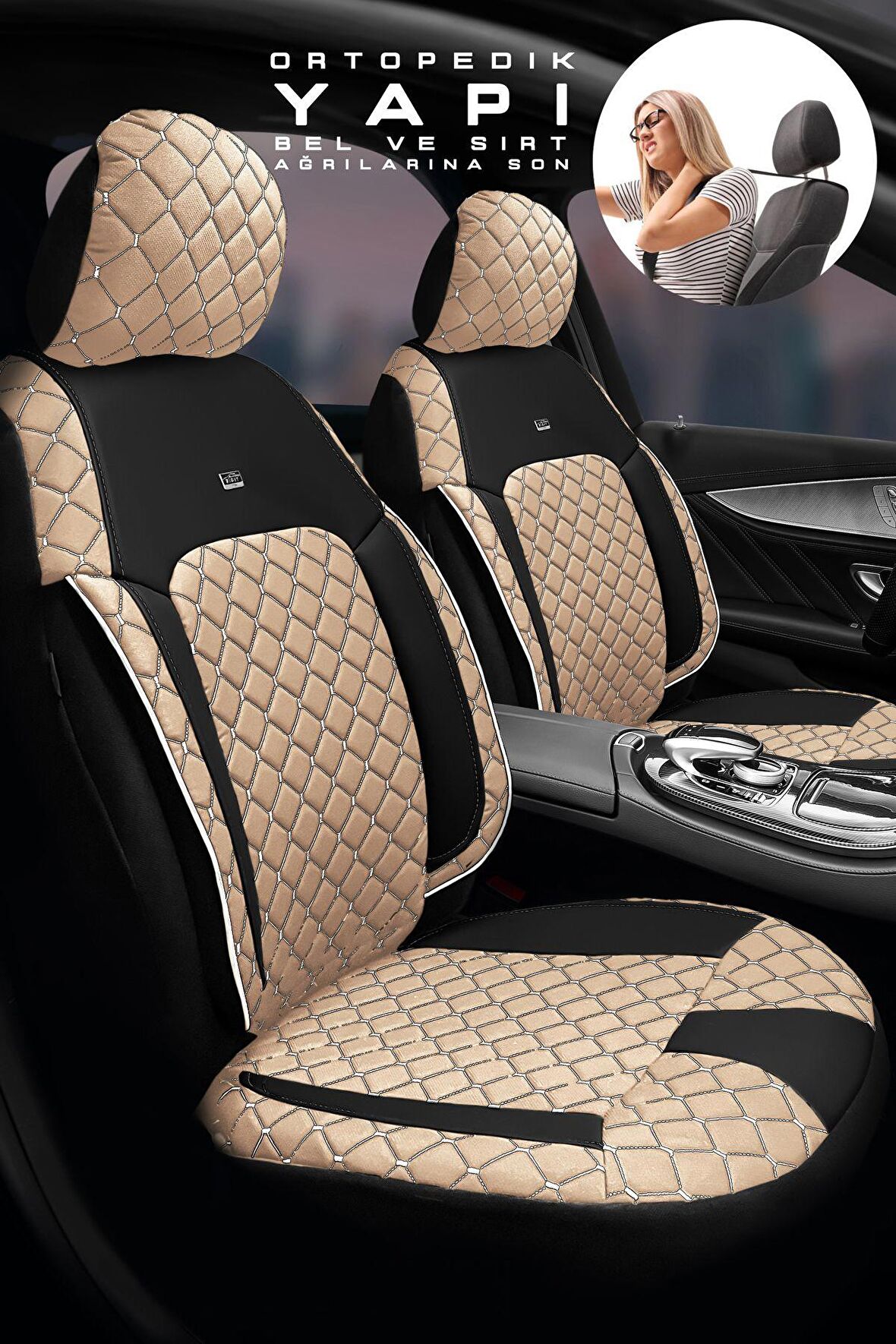 Renault Latitude Sedan 2012 Aracınıza Uyumlu Koltuk Kılıfı Jakar Deri Bej Siyah