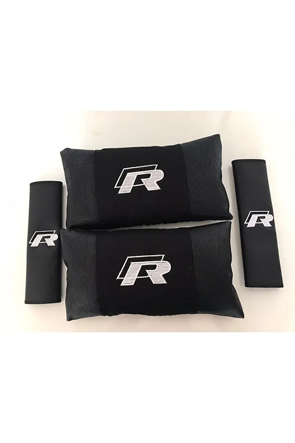 Golf Polo Passat Uyumlu R Nakışlı Deri 1 Çift Boyun Yastık Ve 1 Çift Kemer Pedi