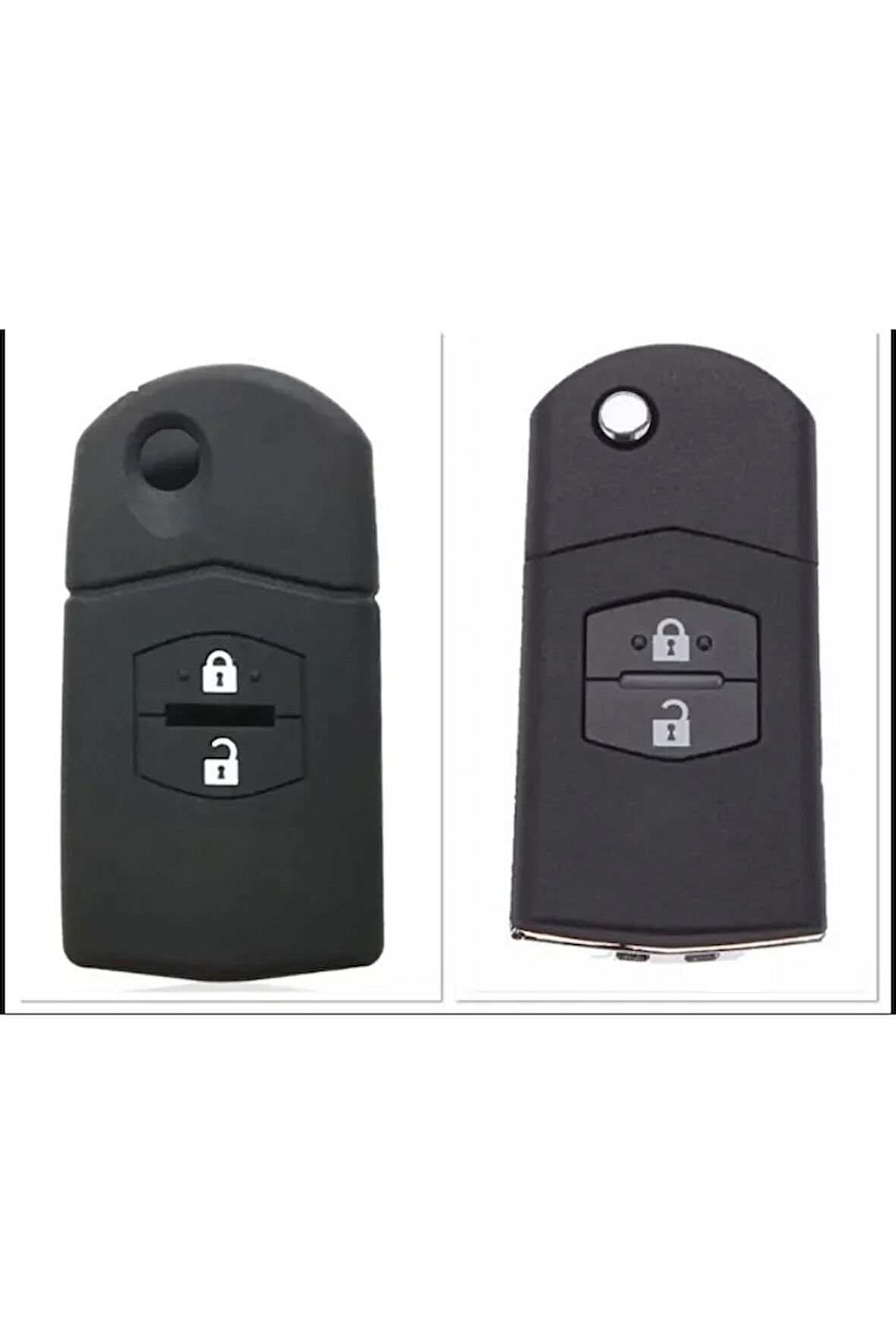 Mazda 2 3 5 6 Uyumlu 2 Tuşlu Silikon Anahtar Koruma Kılıfı Siyah Renk