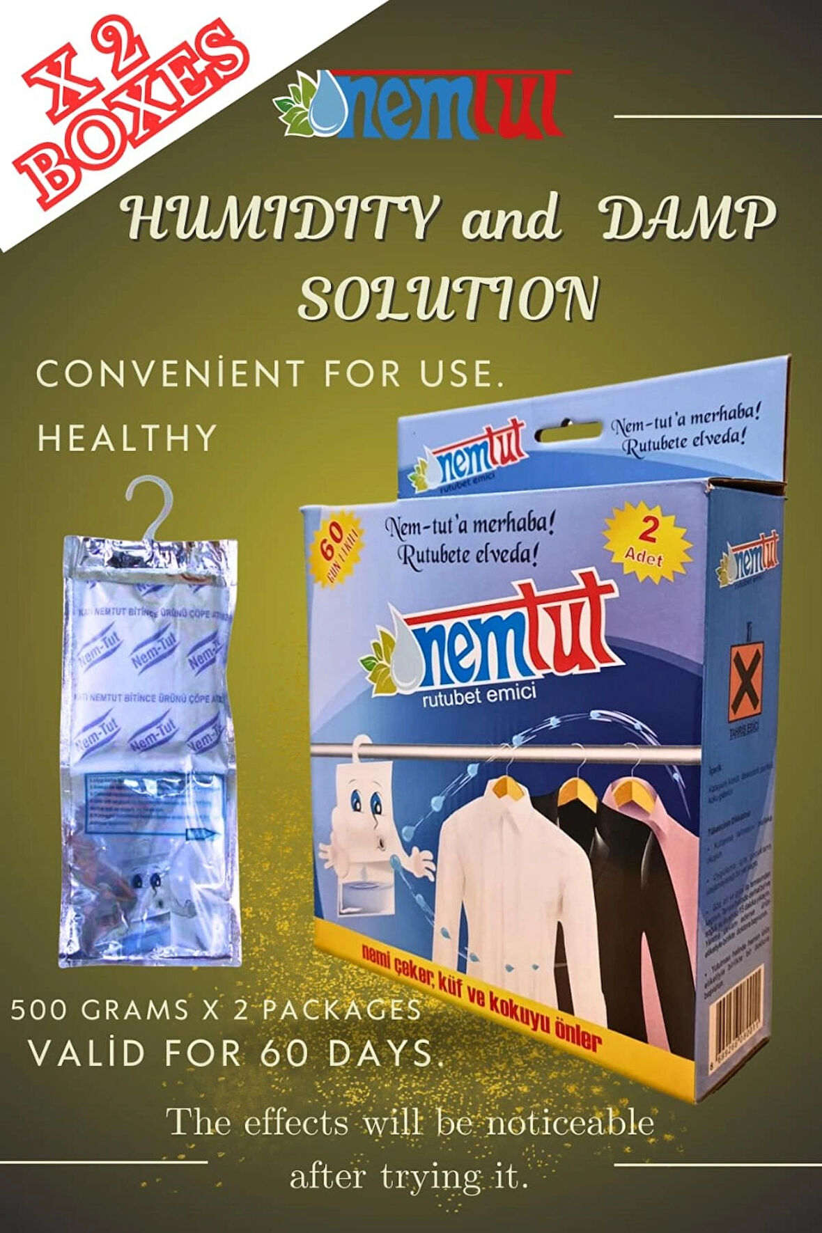 Dehumidifier Moisture Absorber Odor Remover Mold And Corrosion Preventive 2 Kg 2 Box 4 Packages