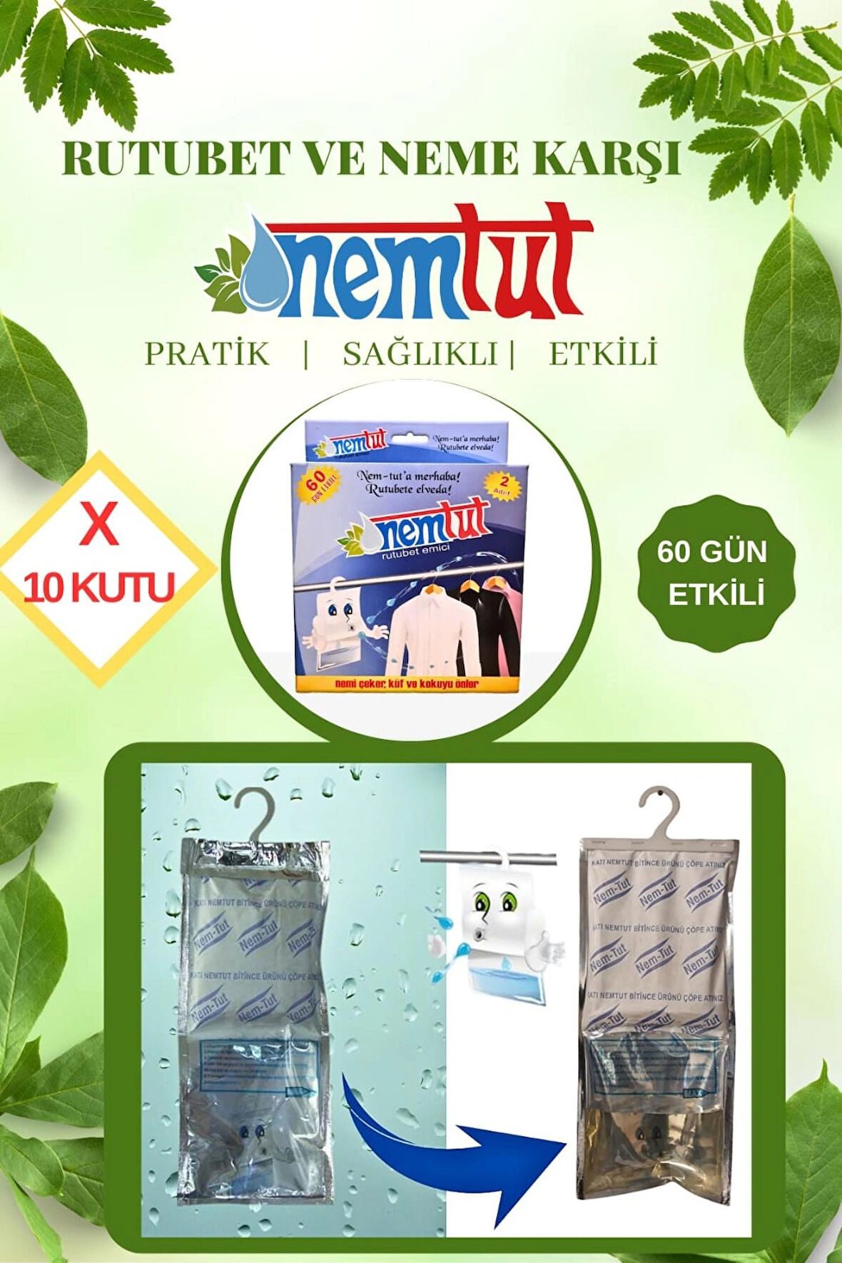 Nem Tut Nem Giderici Rutubet Emici Koku Giderici Küf Ve Korozyon Önleyici 10 Kg 10 Kutu 20 Paket