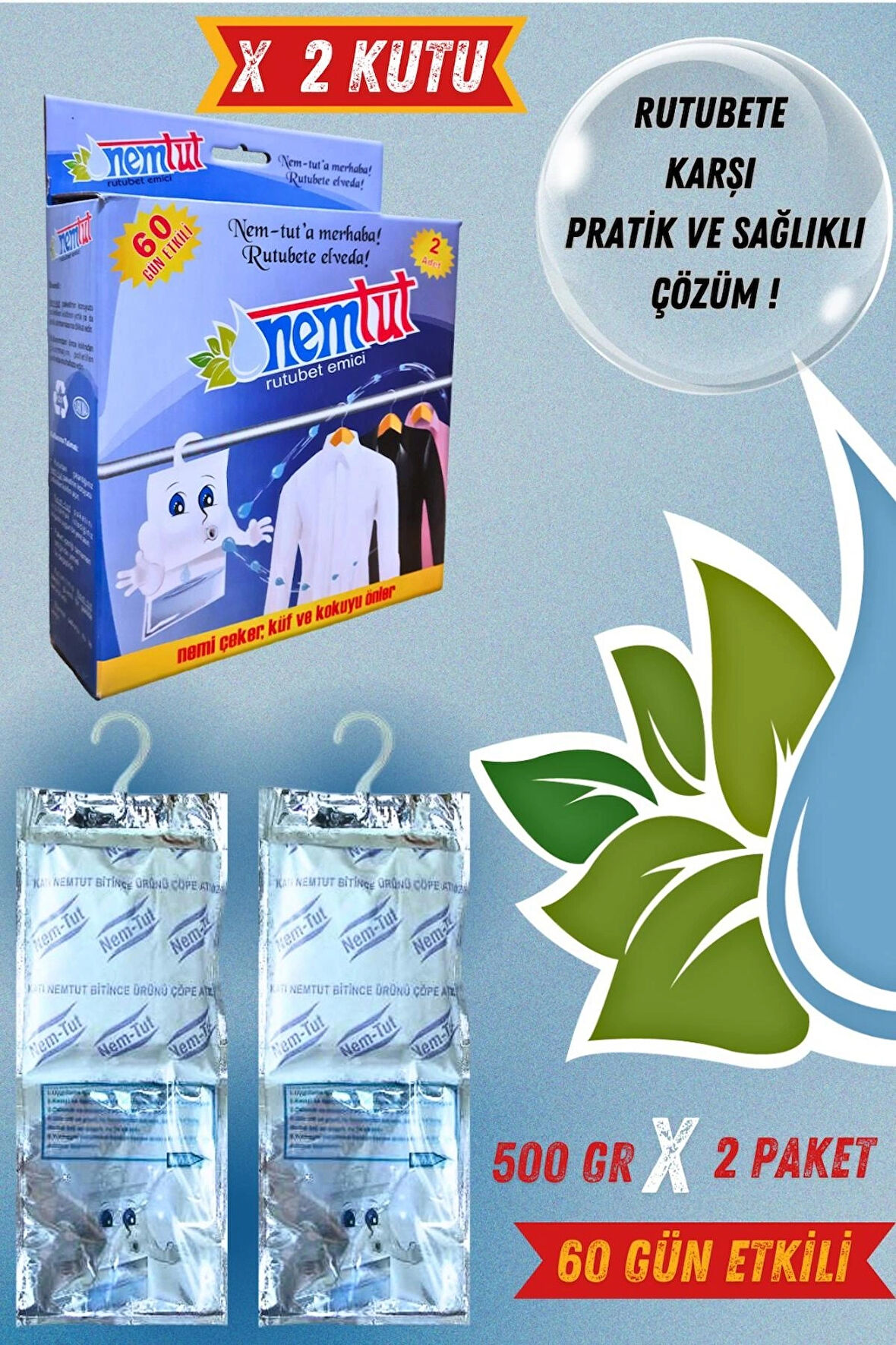 Rutubet Giderici Nem Emici Koku Küf Ve Korozyon Önleyici 2 Kutu 4 Paket 2 Kg