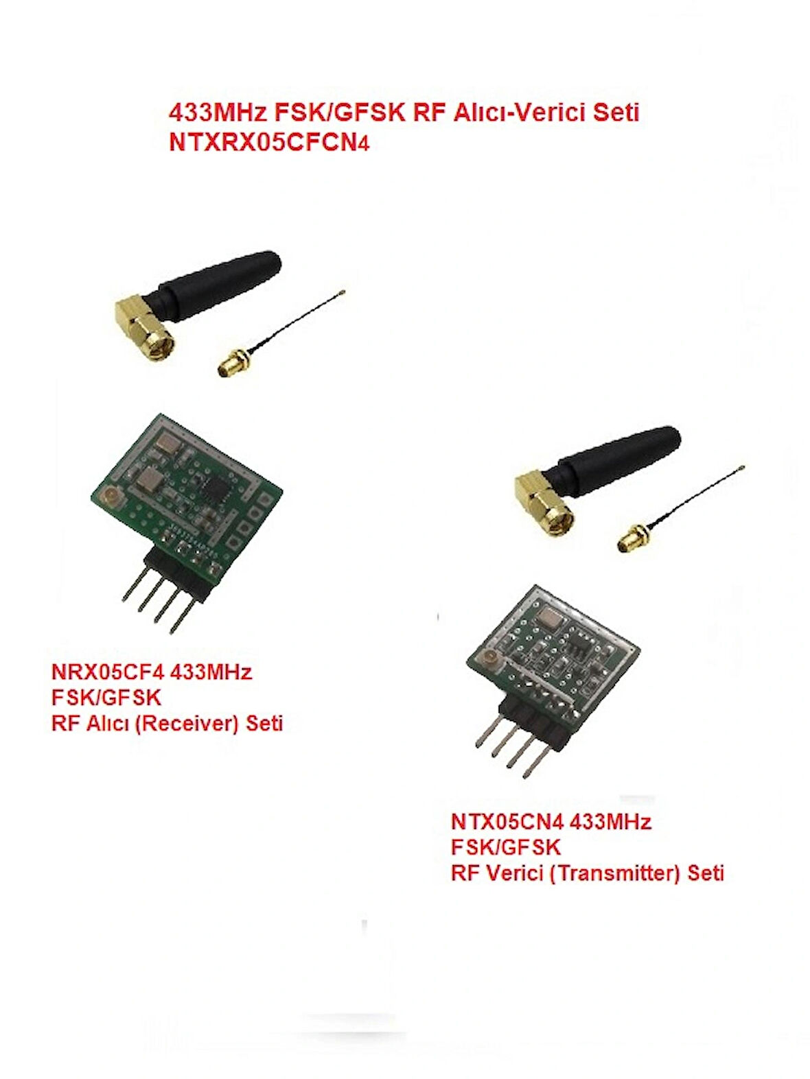 433MHz FSK/GFSK RF Alıcı Verici Seti (NTXRX05CFCN4)