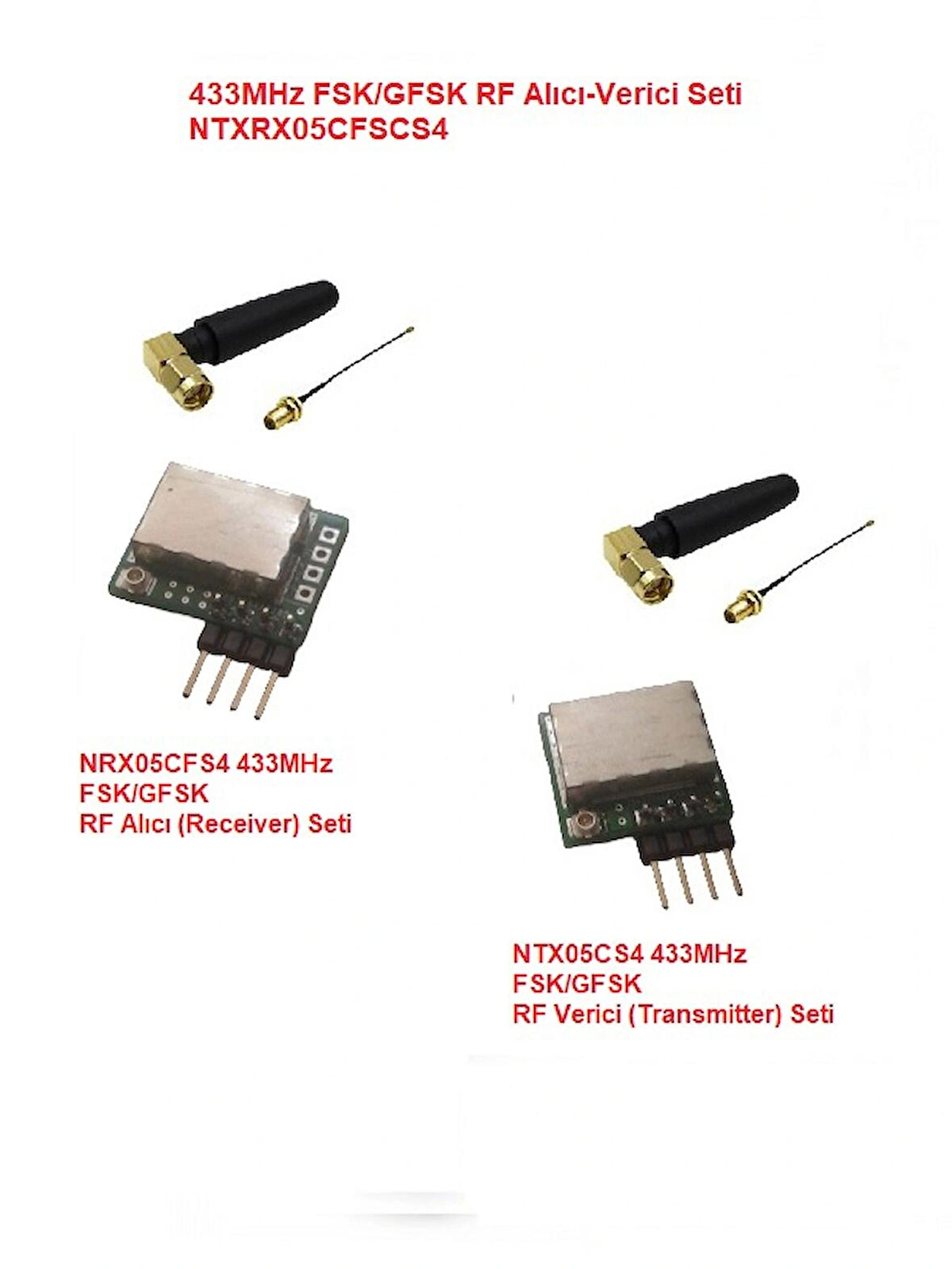 433MHz FSK/GFSK RF Alıcı Verici Seti (NTXRX05CFSCS4)