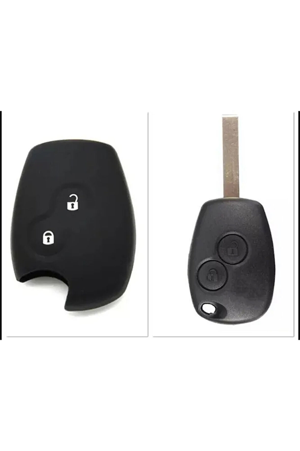 Clio Megane Duster Sandero Captur 2 Tuşlu Silikon Anahtar Koruma Kılıfı Siyah Renk