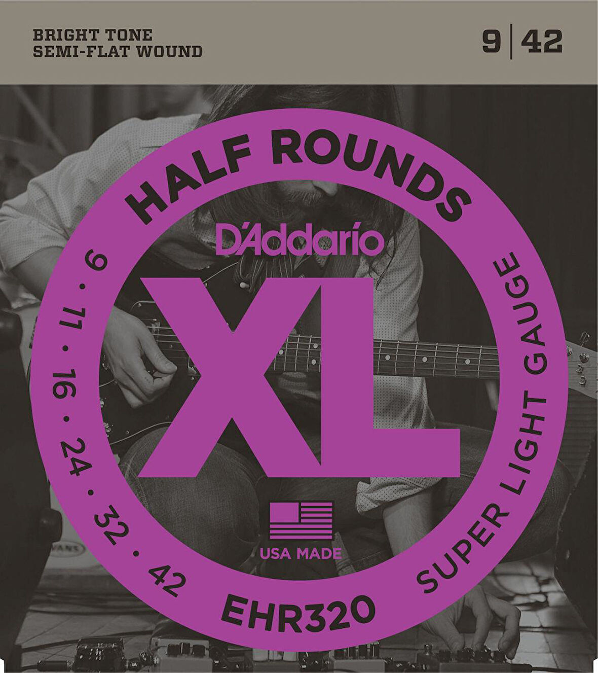 DADDARIO EHR320 ELEKTRO GİTAR TEL SETİ, 09-42, HALF ROUNDS, SUPER LIGHT
