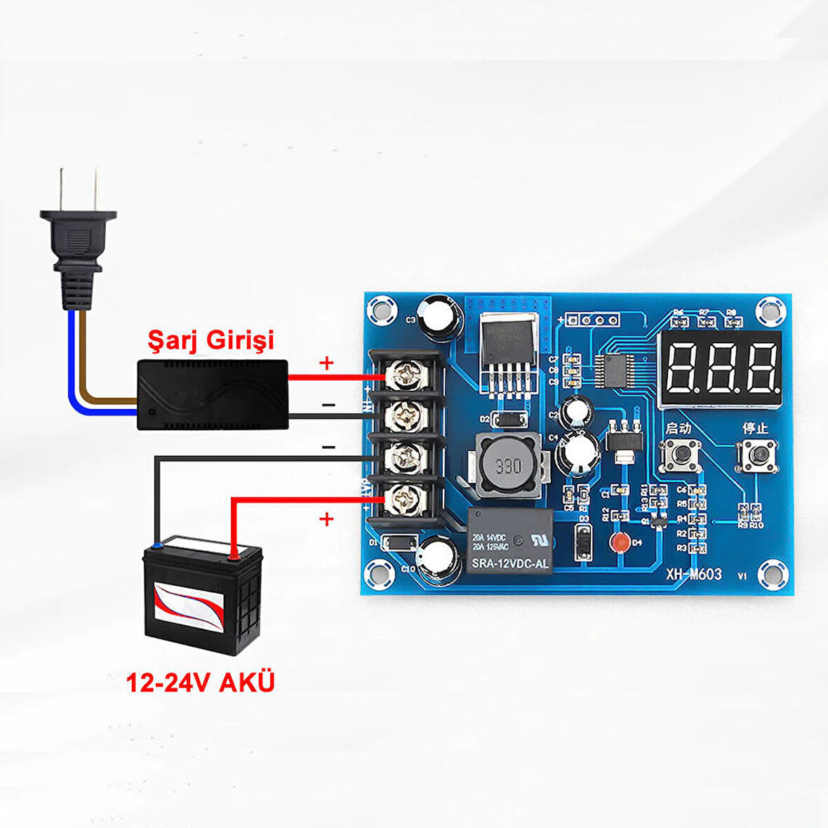 XH-M603 Akü Şarj Kontrol Kartı Batarya Şarj Kontrol Devresi 12V