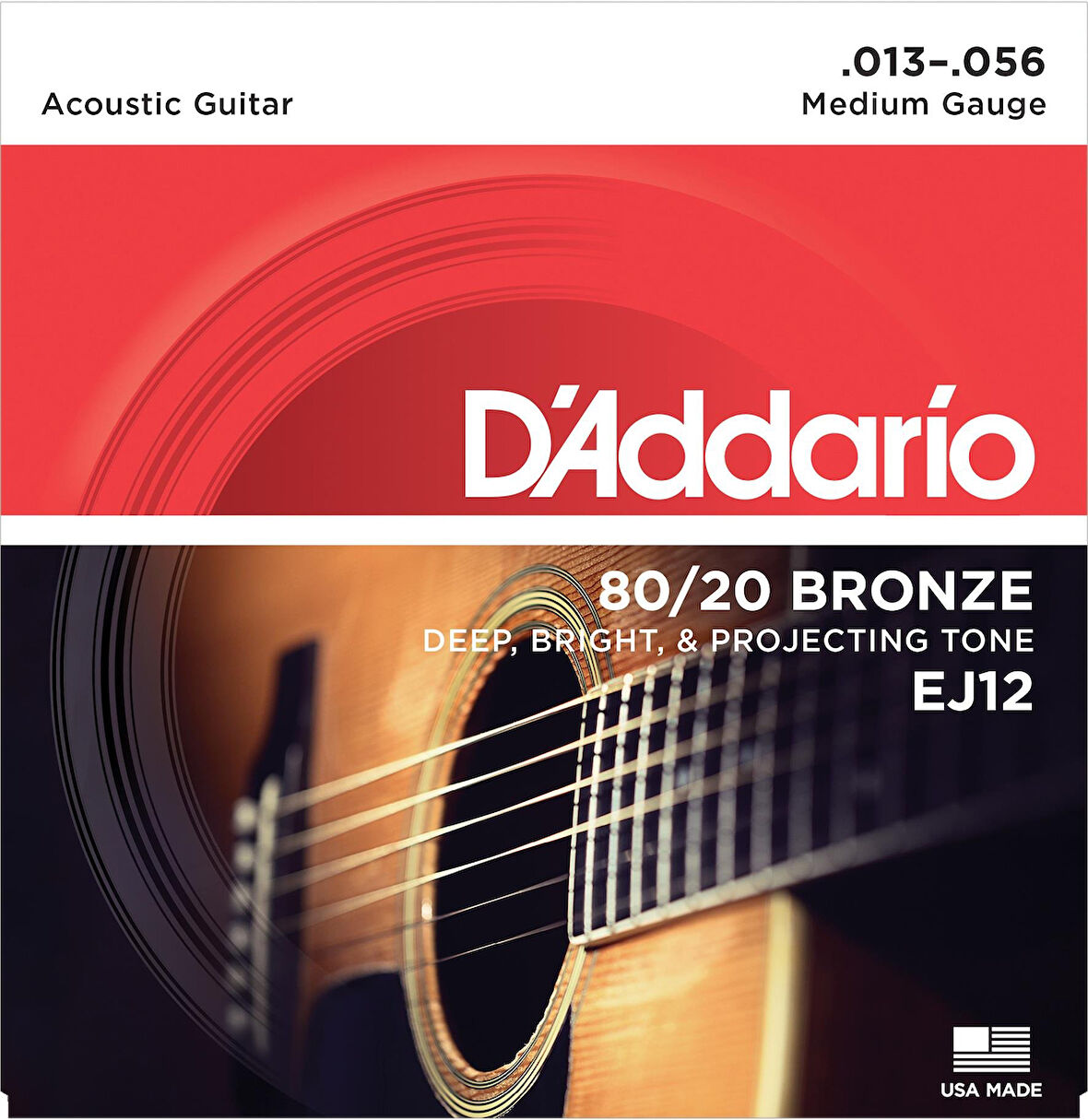 DADDARIO EJ12 AKUSTİK GİTAR TEL SETİ, 13-56, 80/20 BRONZE, MEDIUM