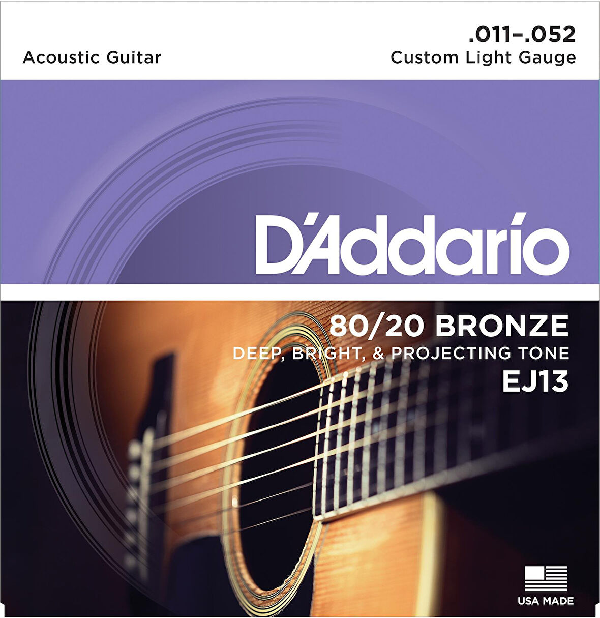 DADDARIO EJ13 AKUSTİK GİTAR TEL SETİ, 80/20 BRONZ CUSTOM LIGHT
