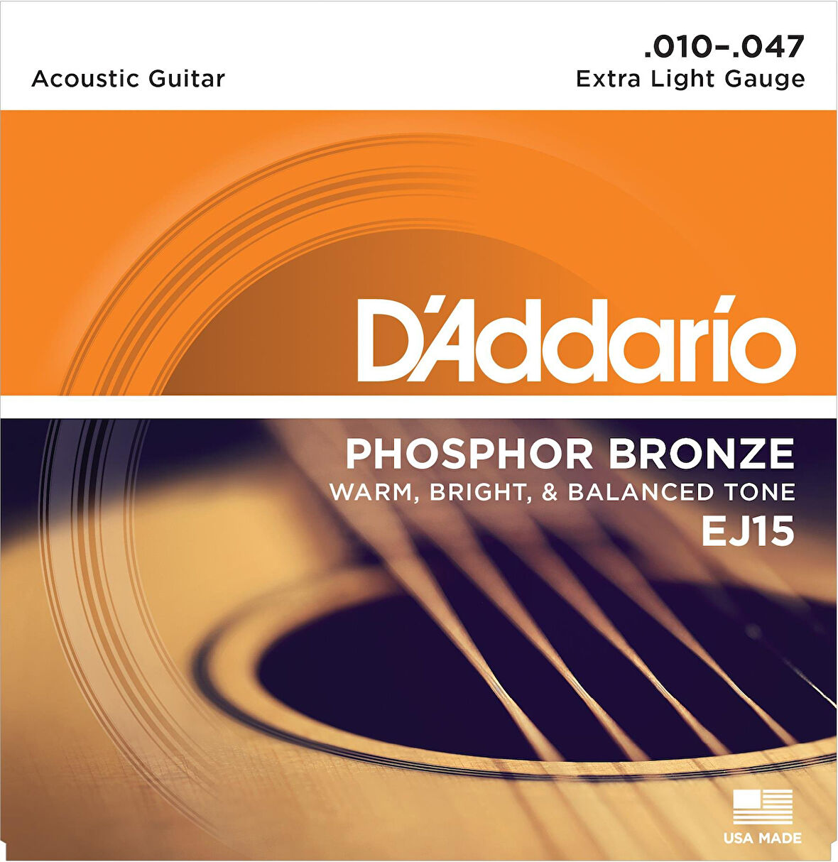 DADDARIO EJ15 AKUSTİK GİTAR TEL SETİ, 10-47, PHOSPHOR BRONZE, EXTRA LIGHT