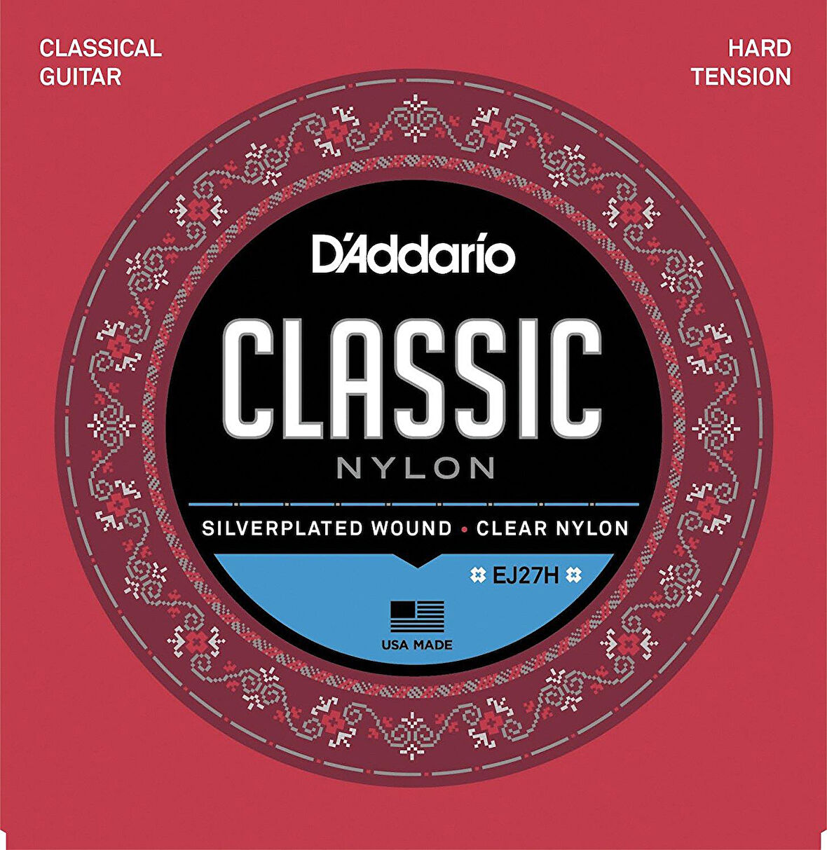 DADDARIO EJ27H KLASİK GİTAR TEL SETİ, 4/4, SILVERPLATED WOUND, HARD TENSION