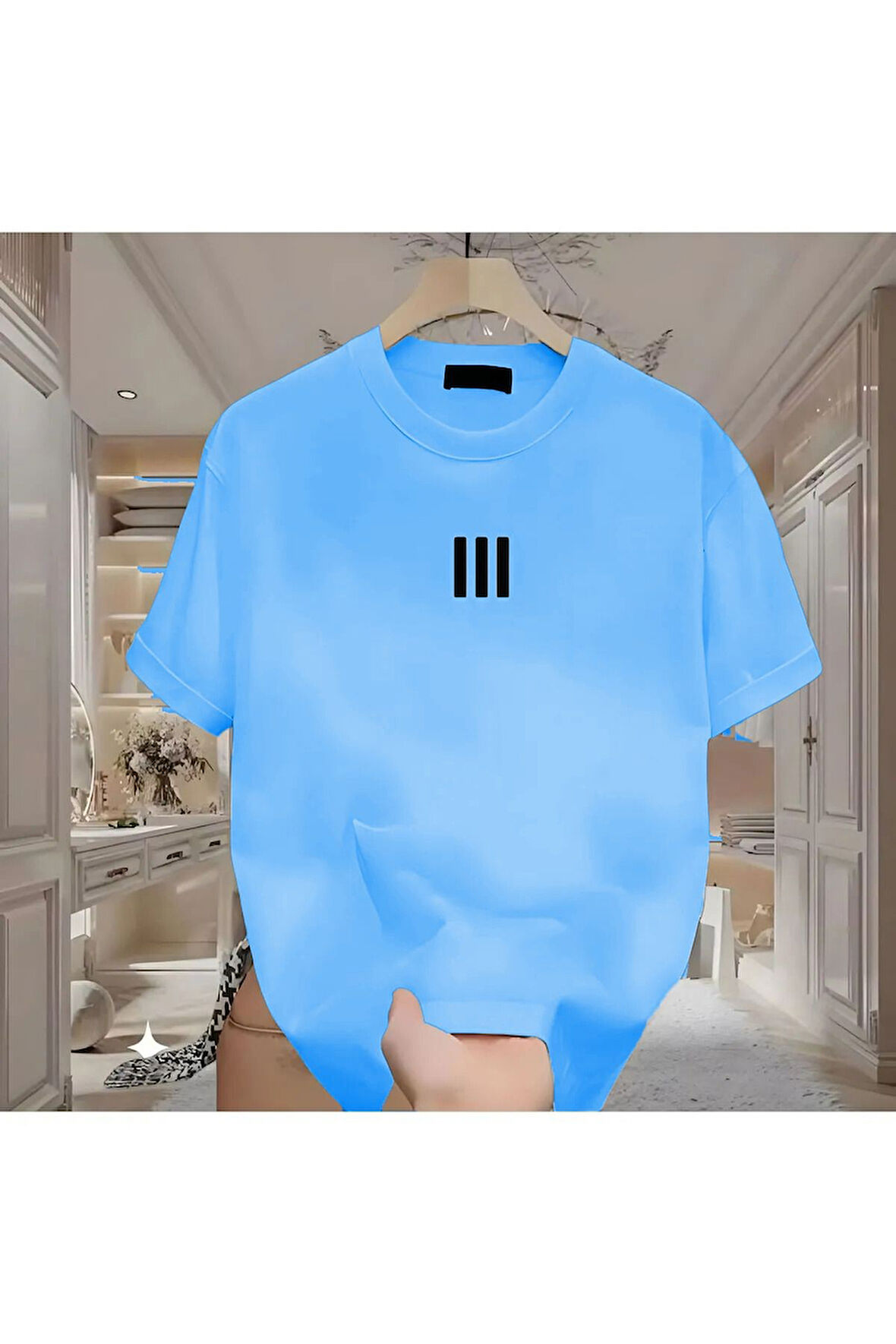 Newon 3 Çizgi Baskılı Beyaz Erkek Tshirt