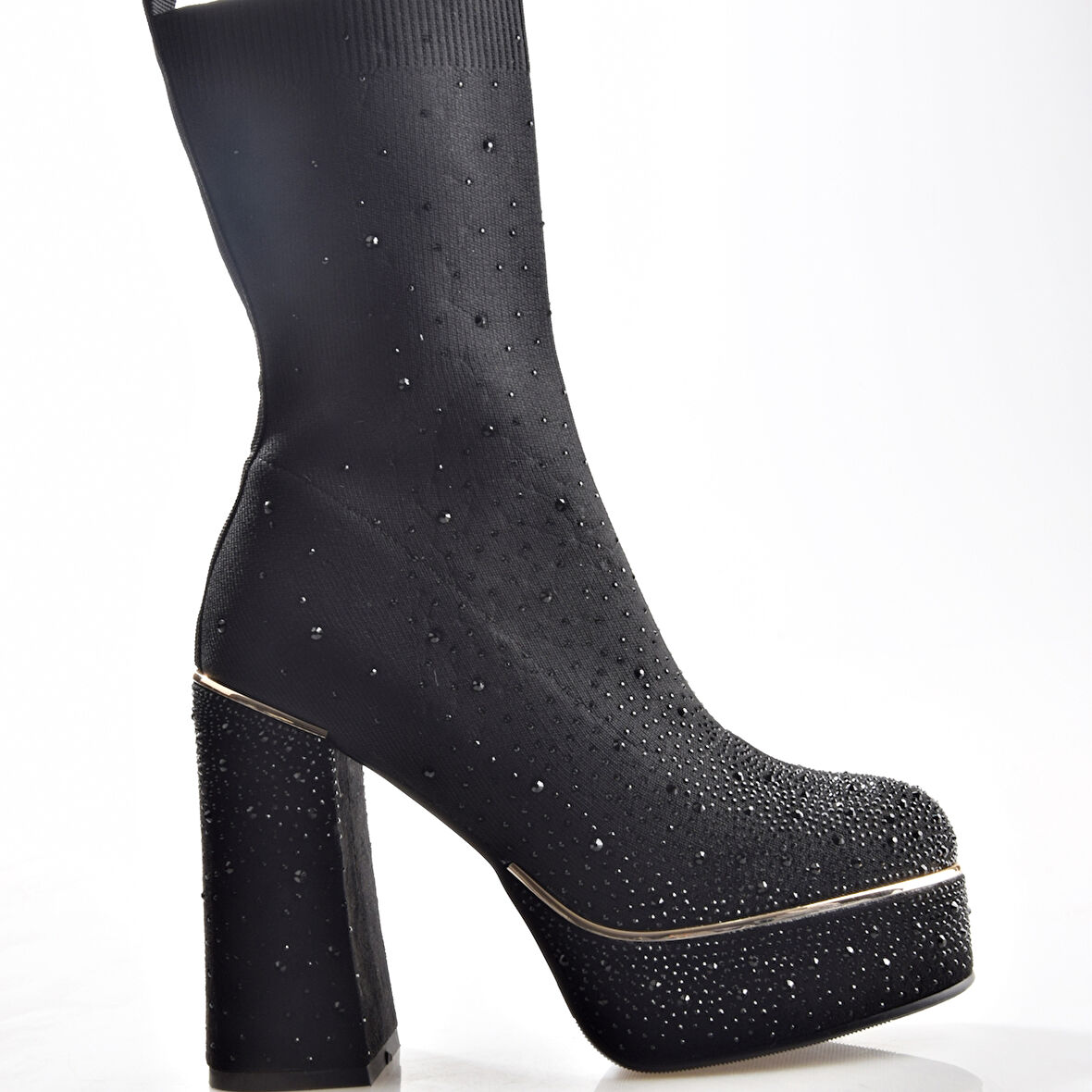 Guja 25K108 Kadın Platform Topuku Taşlı Streç Çizme