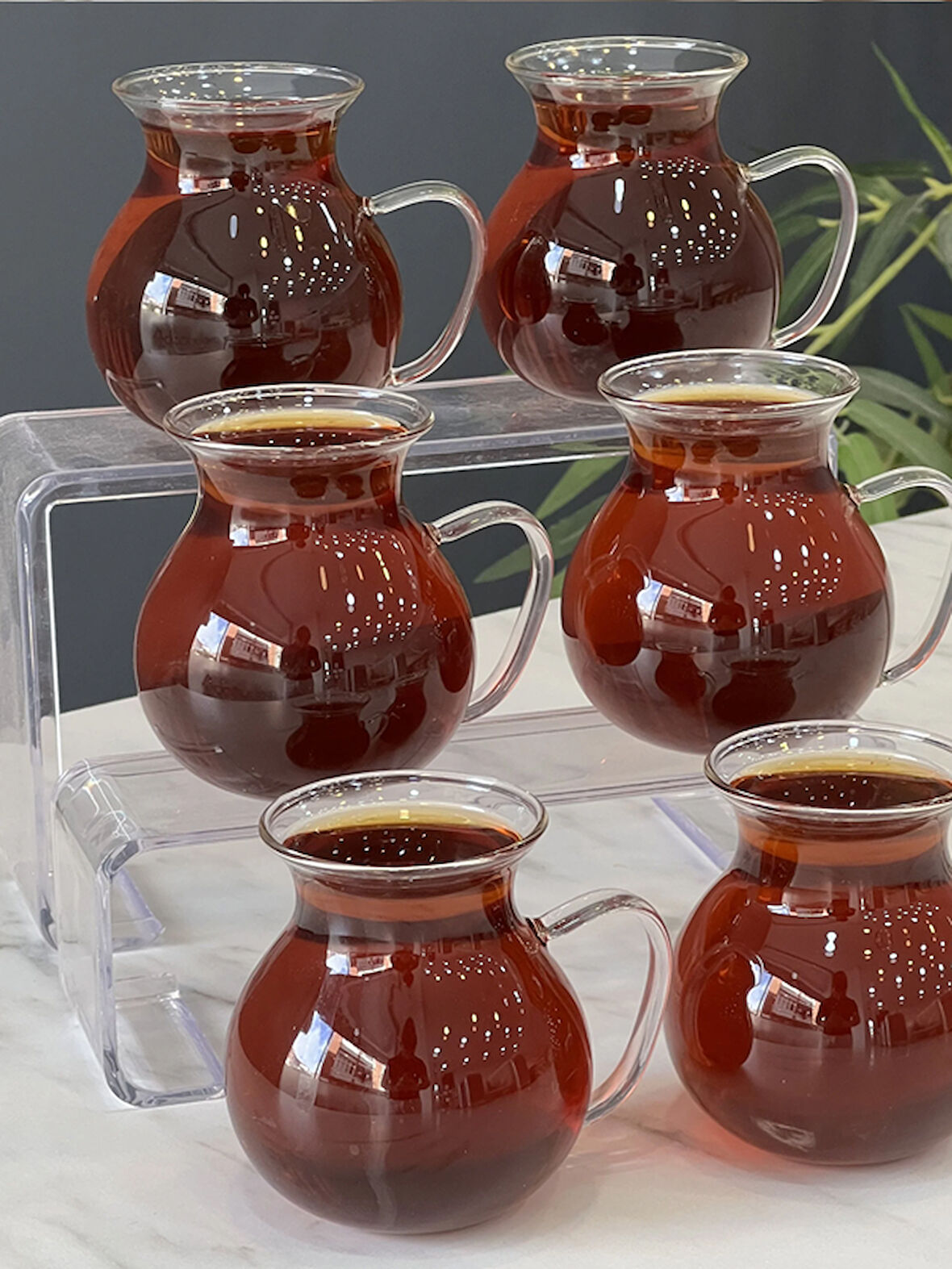 6 Adet Borosilikat Çay Bardağı, Isıya Dayanıklı Sunum Bardağı (225 ml) Keyfiala