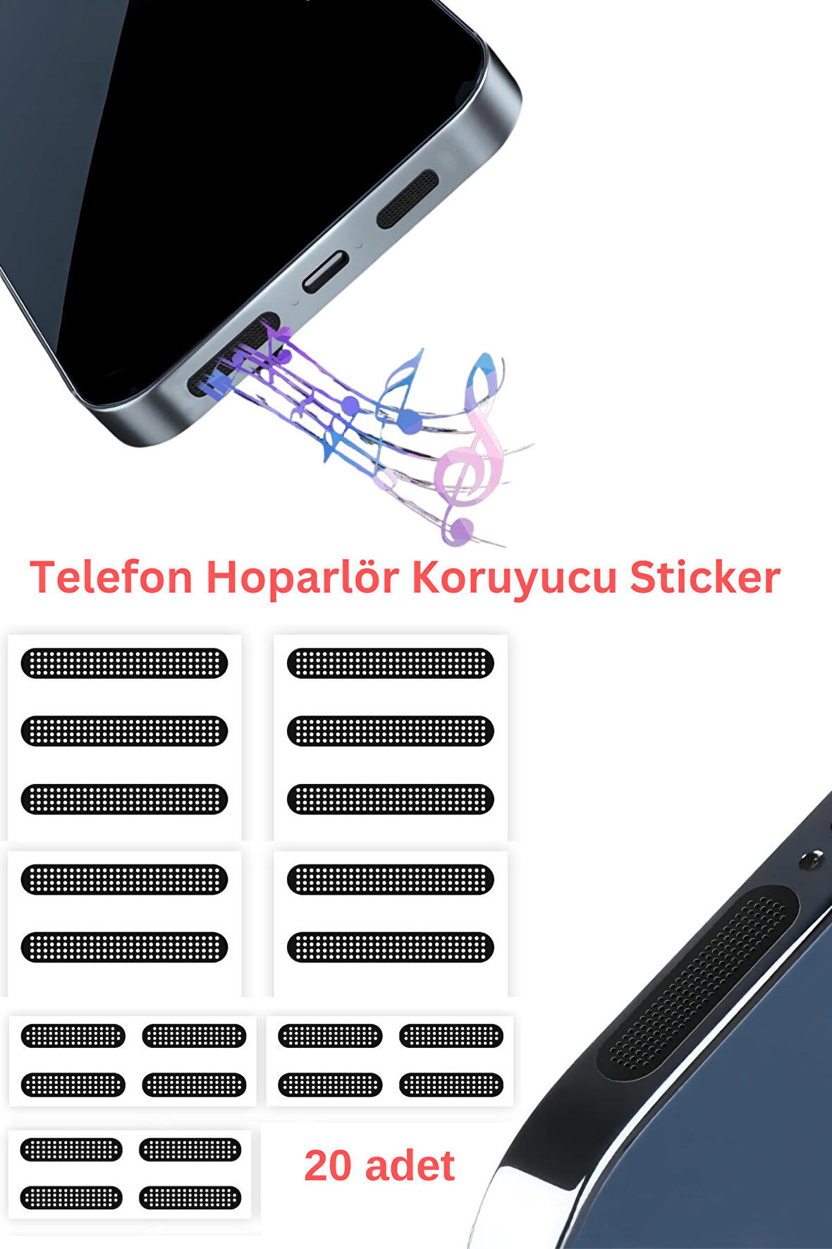 Cep Telefonu Hoparlör Için Toz Önleyici Sticker, 20 Adet, Apple Hoparlör Koruyucu Sticker