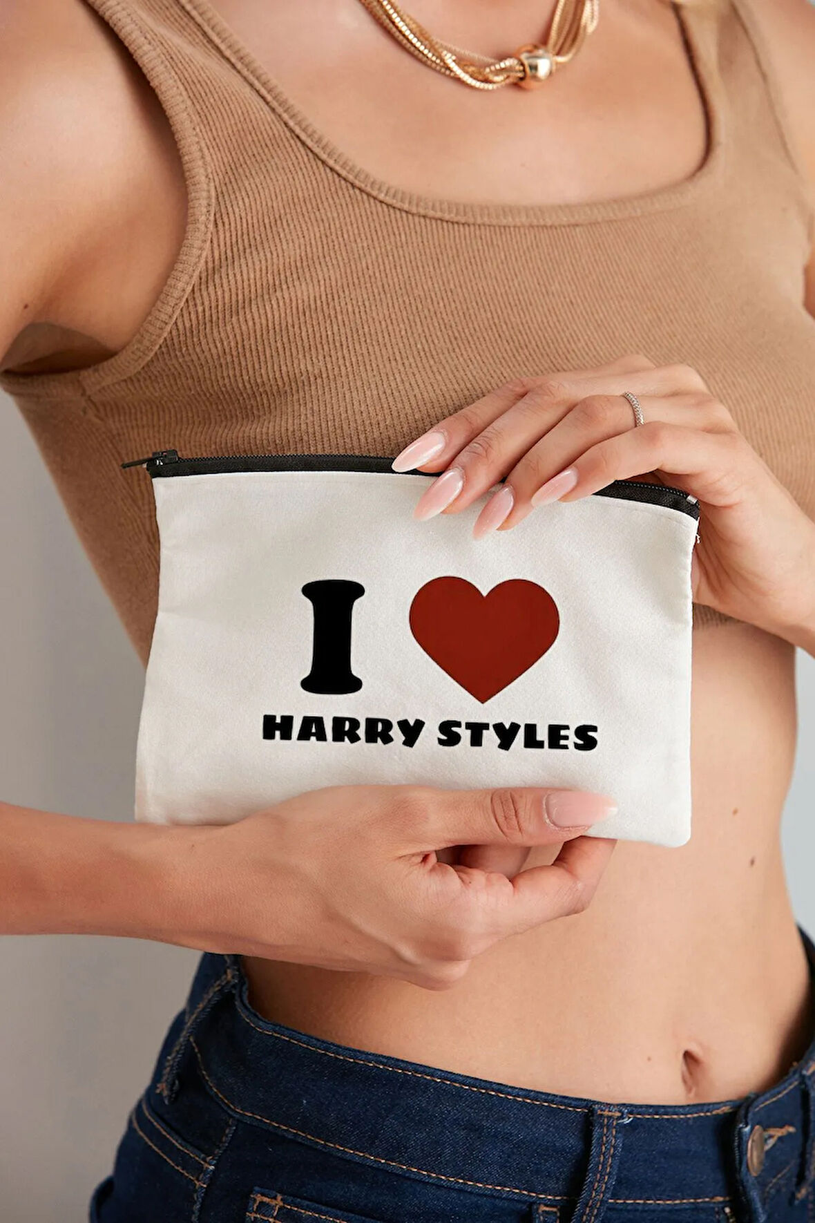 I Love Harry Styles Model Baskı Özel Baskı Kozmetik Bez Makyaj Çantası Kalemlik El Çantası Hediyelik