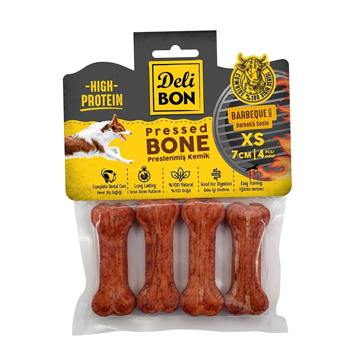 Petlovebutik Delibon Kemik Eko 7cm 4adet - Barbecue * 5 ADET