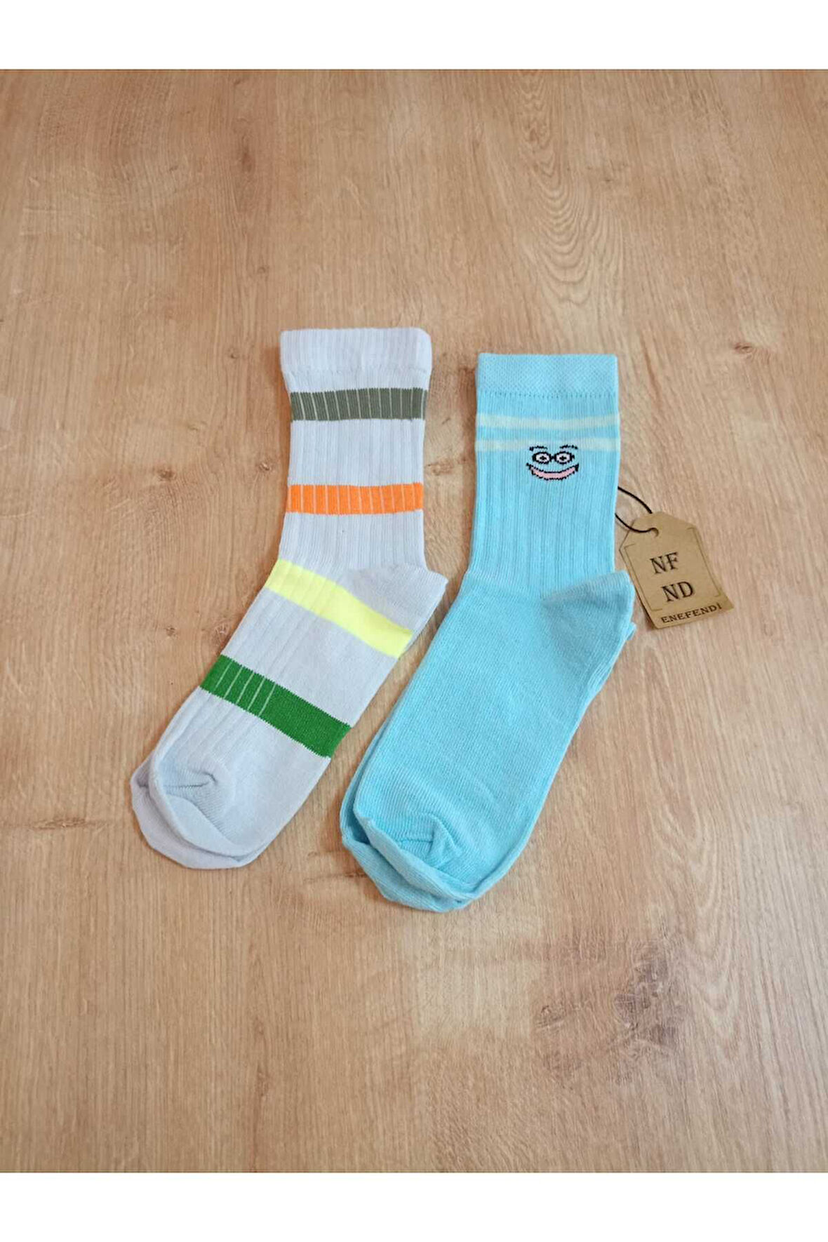 PAMUKLU DESENLİ RENKLİ LİKRALI YUMUŞAK AÇIKMAVİUÇUKLİLA SOKET ÇORAP UNISEX ÇOCUK 7-9 Y ÇORABI