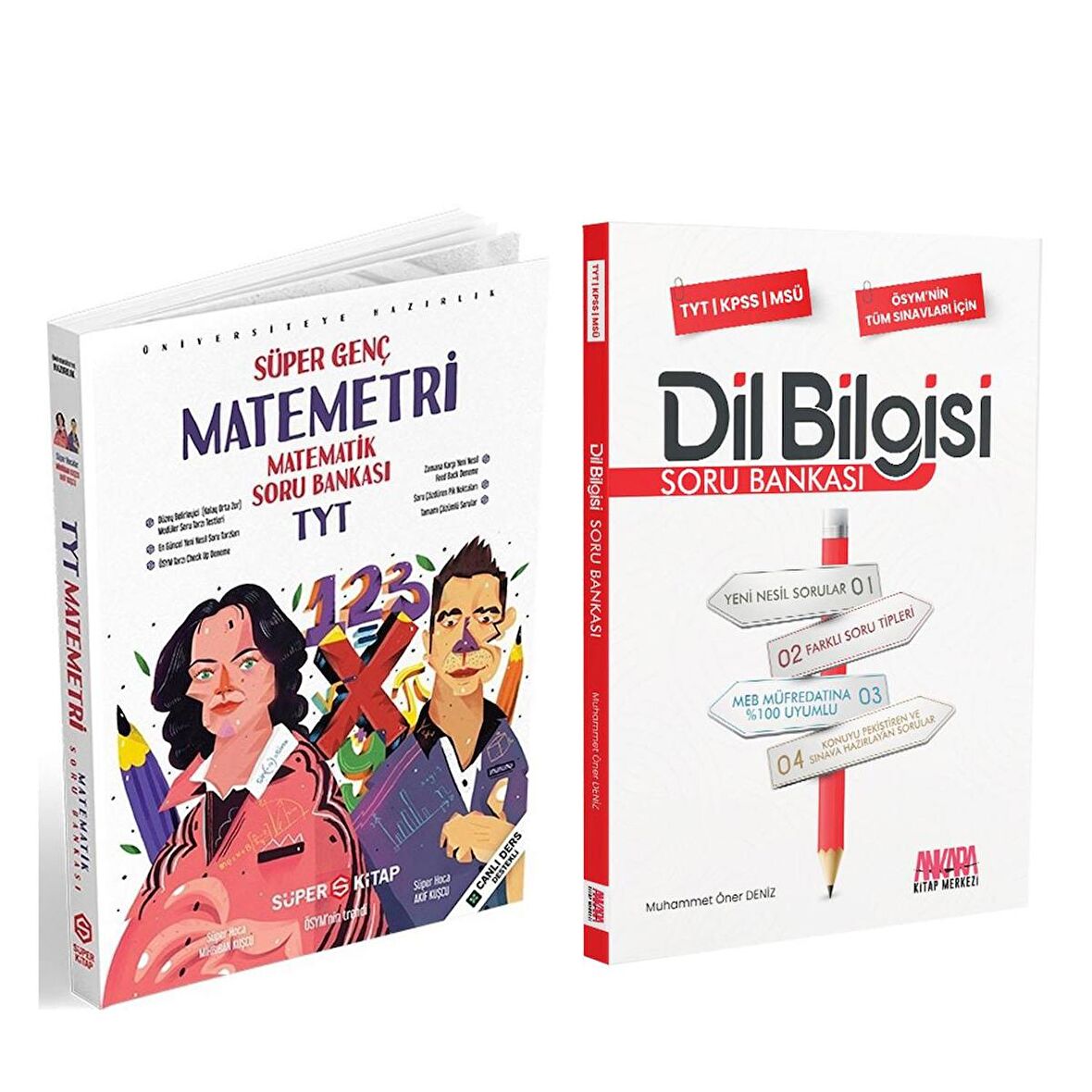 Süper Kitap TYT Matematik ve AKM Dil Bilgisi Soru Bankası Seti 2 Kitap