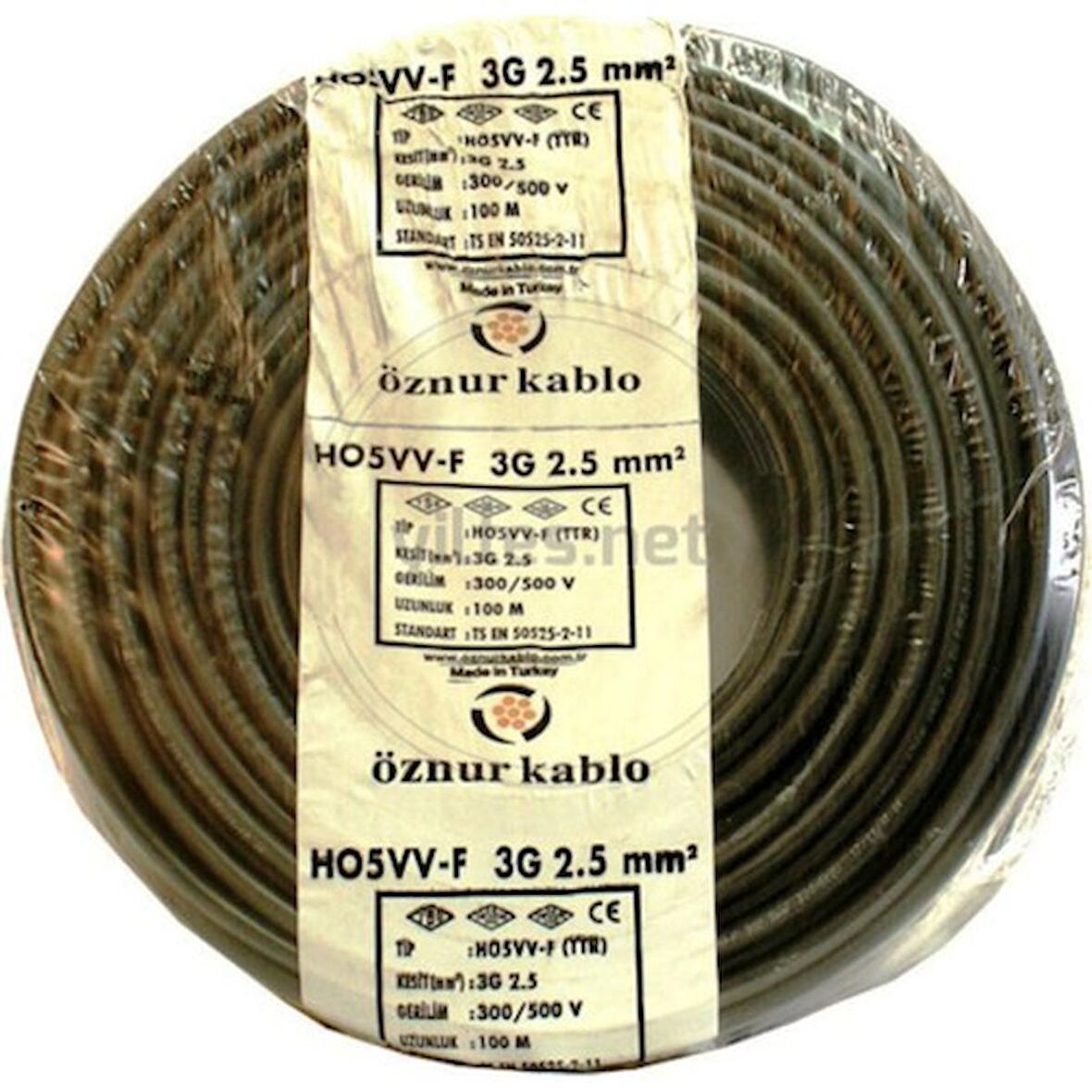 Öznur 3 x 1,5 TTR Kablo 14 m Siyah Tam Bakır