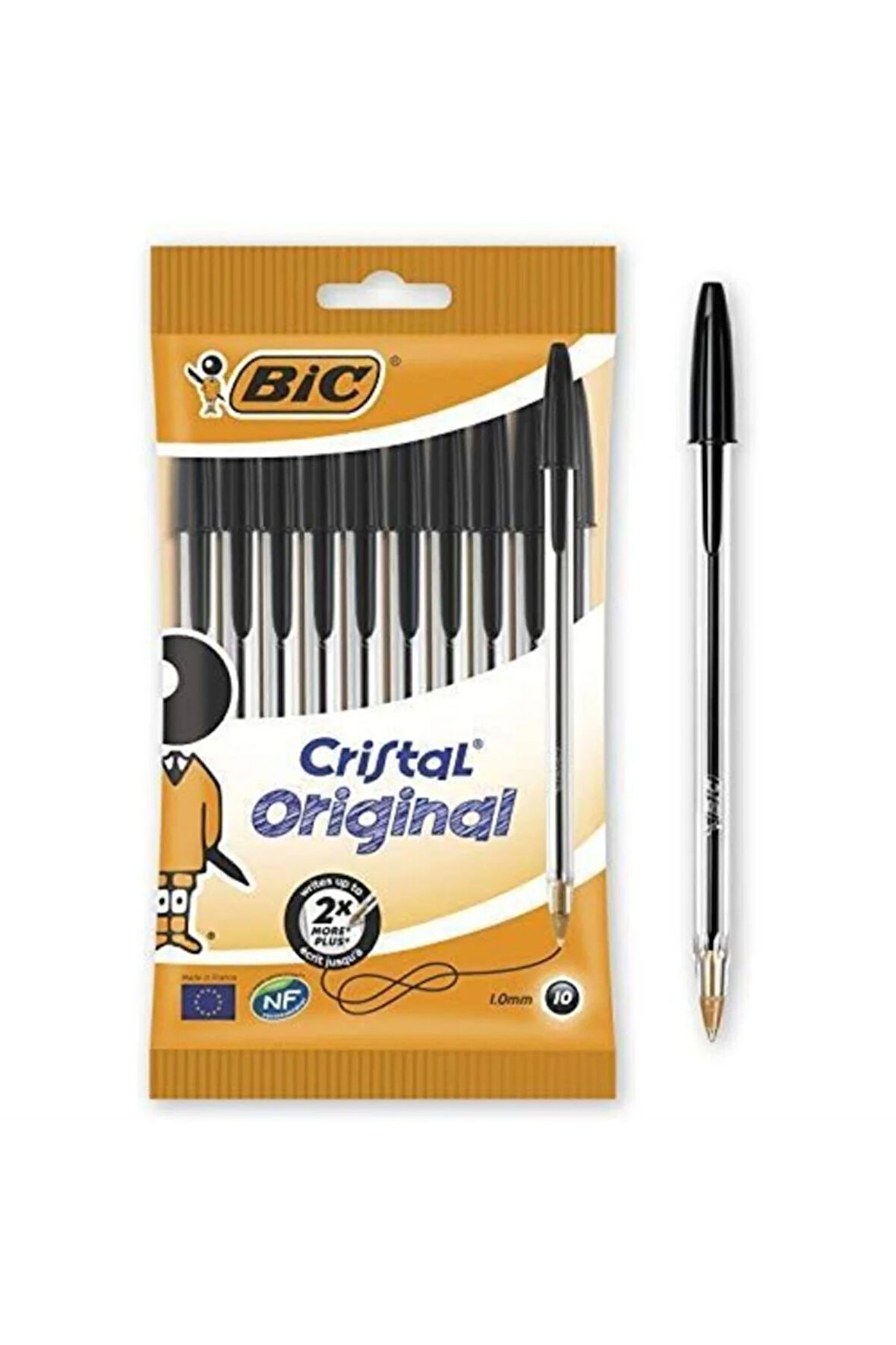 Cristal Medium Siyah Tükenmez Kalem 10'lu Poşet